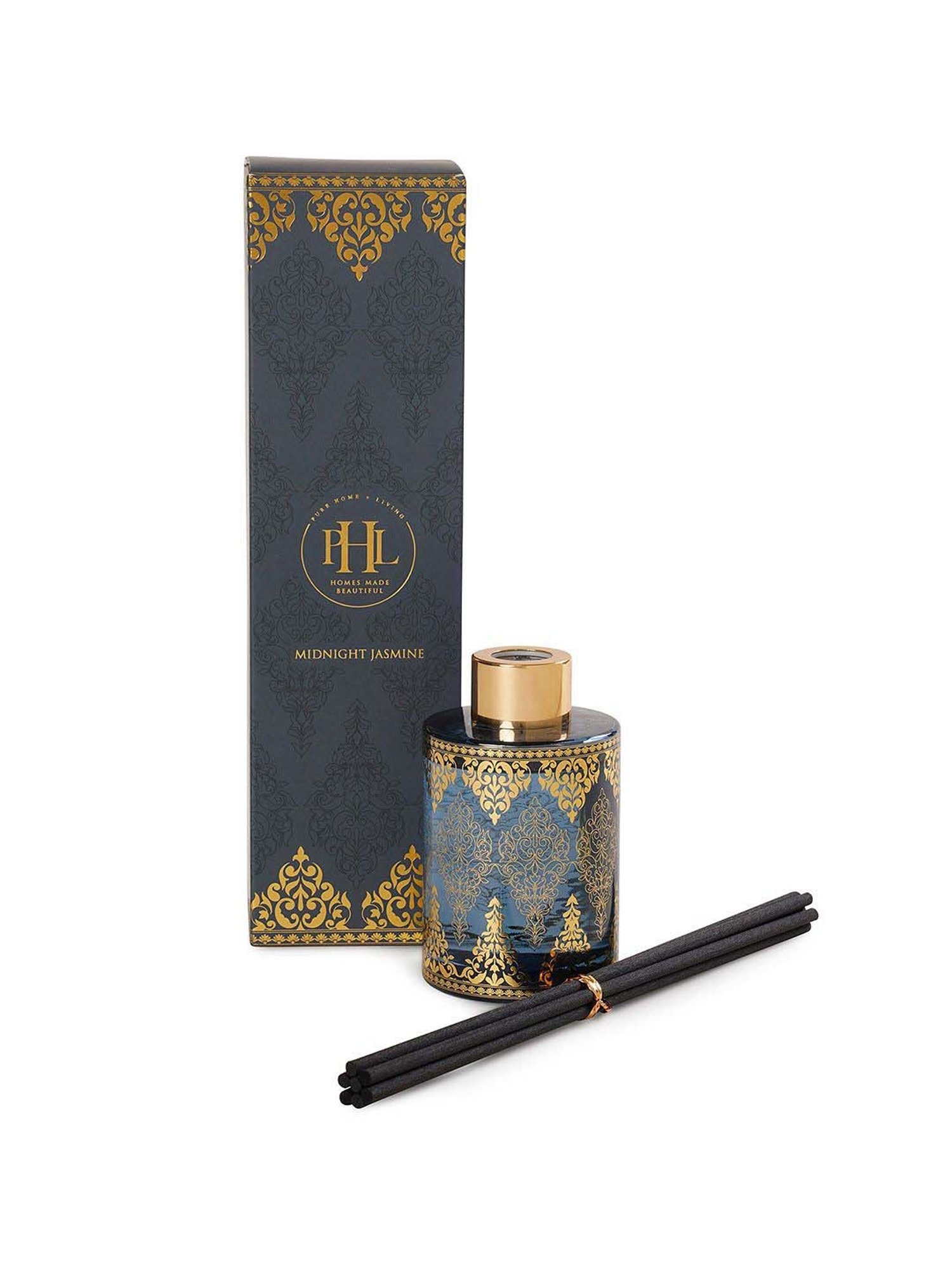 Pure Home and Living Blue Glass Midnight Jasmine Printed Diffuser (120ml)