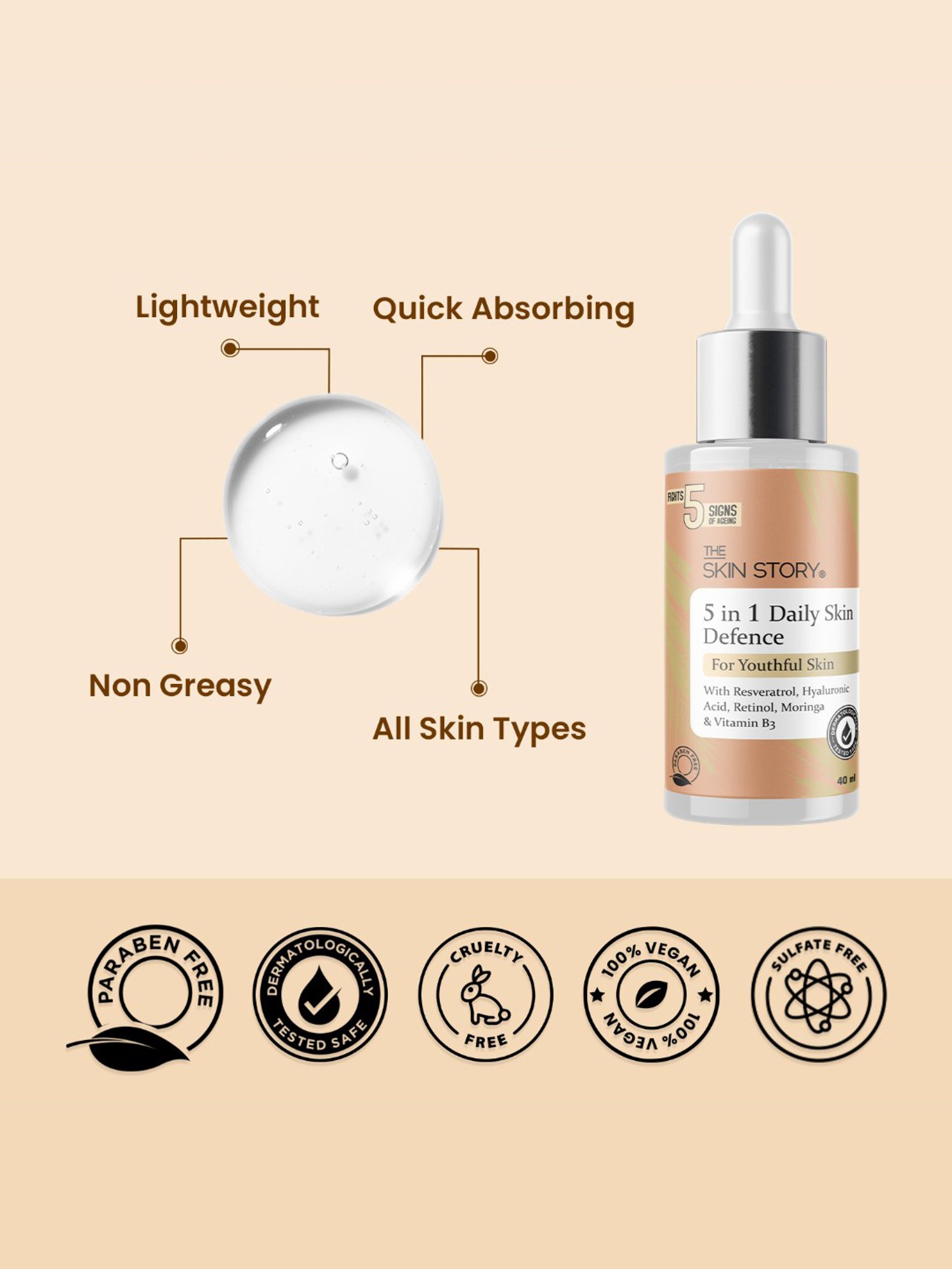 The Skin Story Retinol & Hyaluronic Acid 5 in 1 Daily Skin Defence - 40 ml