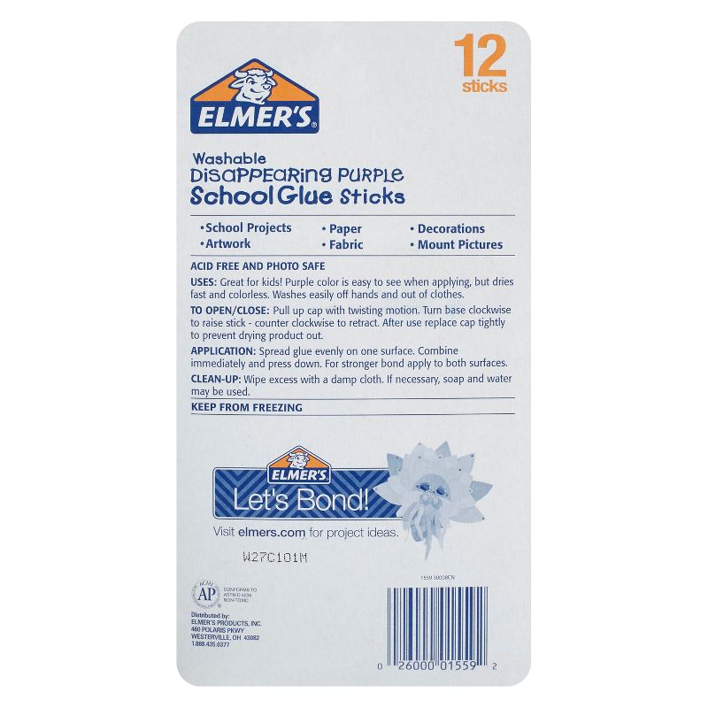Elmer's 12ct Washable Glue Sticks - Disappearing Purple
