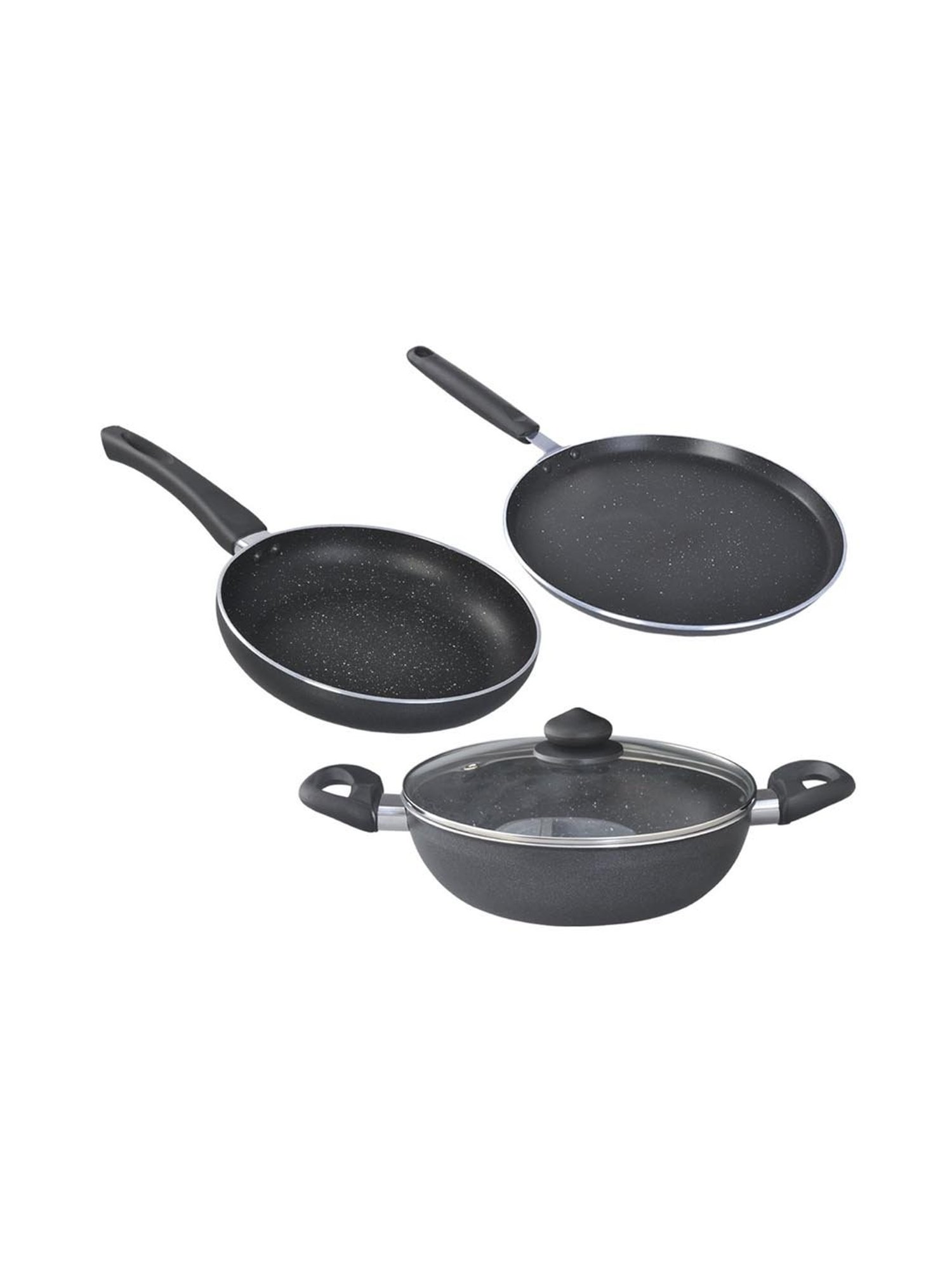 Prestige Omega Deluxe Black Aluminium 3 Piece Cookware Set (1000 ml)