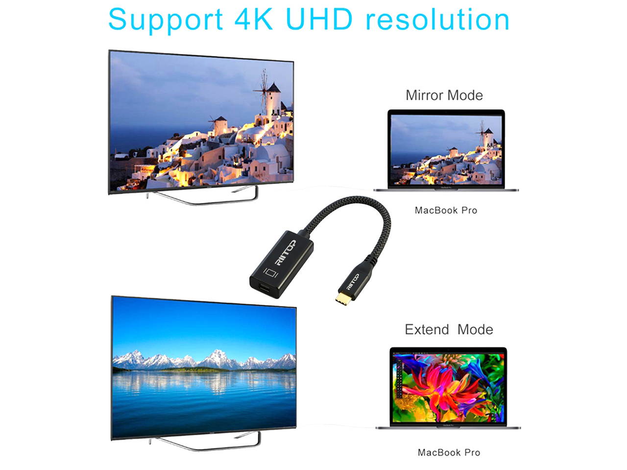 USB C to DisplayPort Adapter 4K@60Hz, USB Type C to Display Port Female, Compatible with MacBook Pro 2019 2018,iPad Pro, Surface Book, Dell XPS, Samsung Galaxy S10 Note 10 9 More
