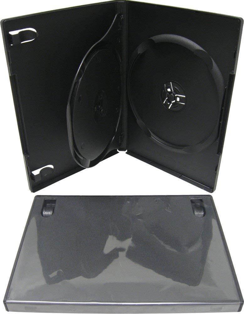 SquareDealOnline - DV2R14BKWT - Standard 14mm DVD Cases - 2 Disc Capacity - Black - (100 Pack)