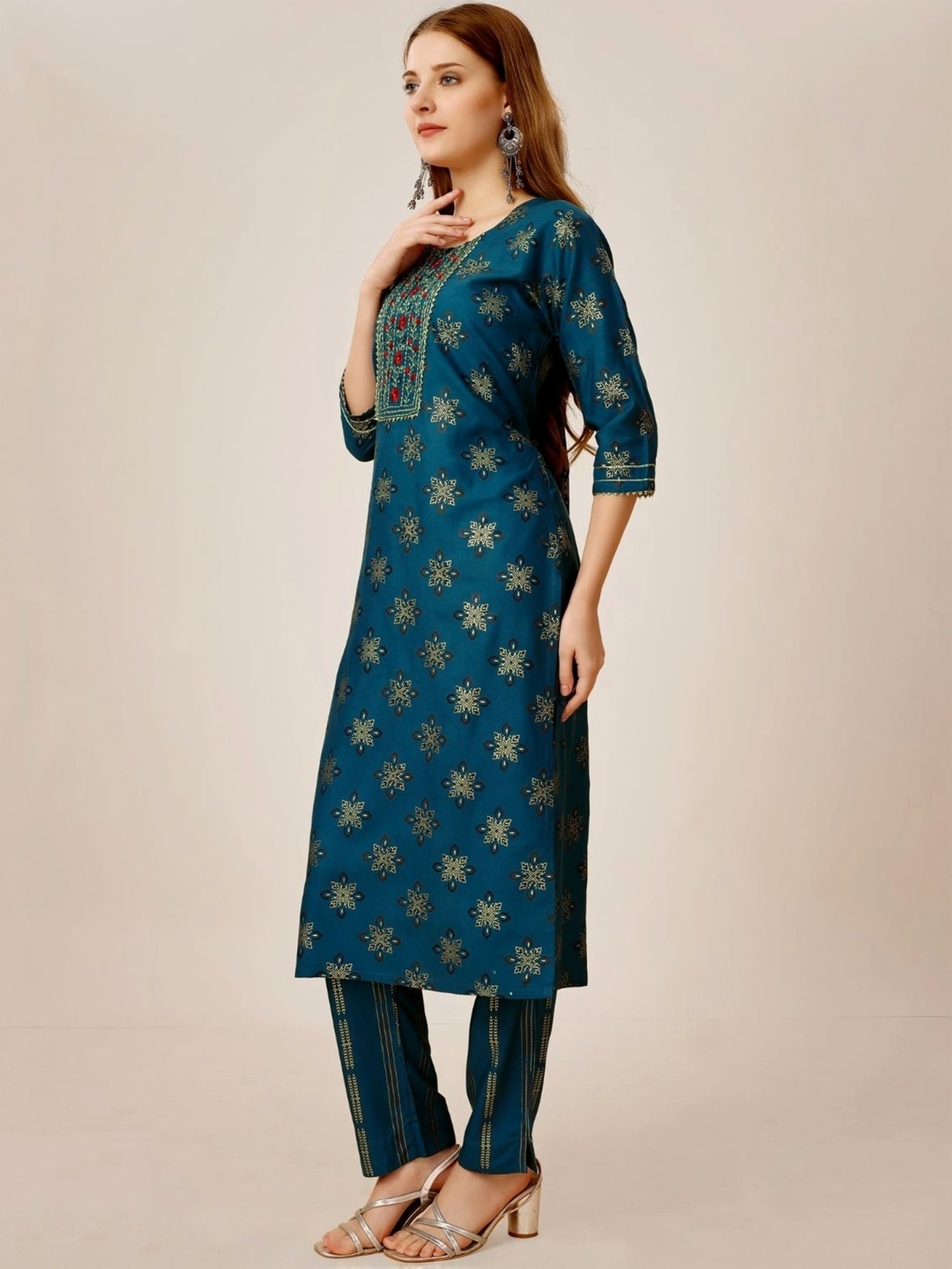 URBAN MYSTIC Black Rayon Embroidered Kurta & Sharara Set
