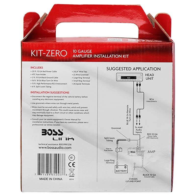 KIT-ZERO 10 Gauge Wiring Installation Kit for Car Amplifiers - A Car Amplifier Wiring Kit Helps You Make Connections and Brings Power to Your Radio, Subwoofers and Speakers