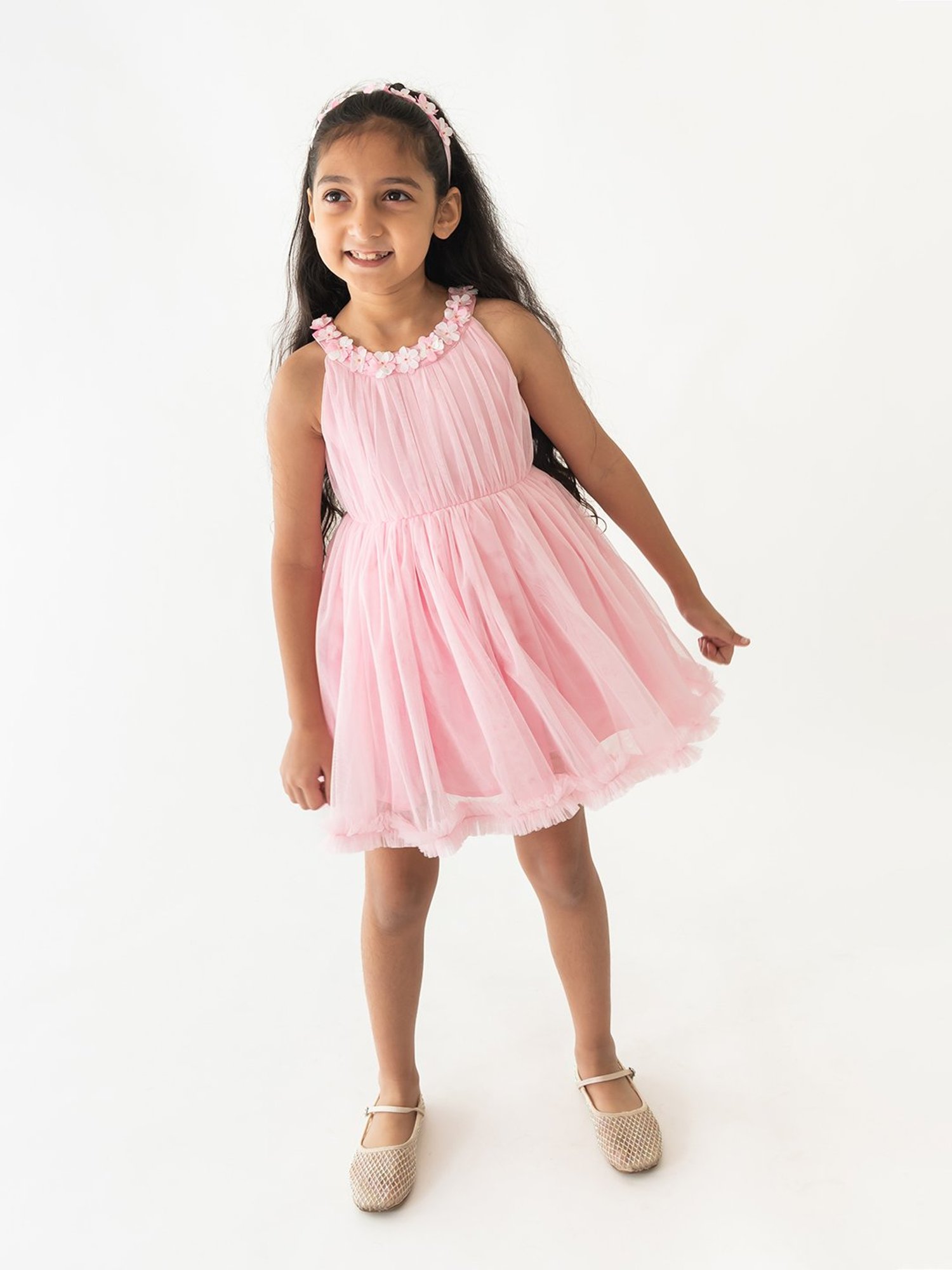 A Little Fable Kids Pink Solid Dress