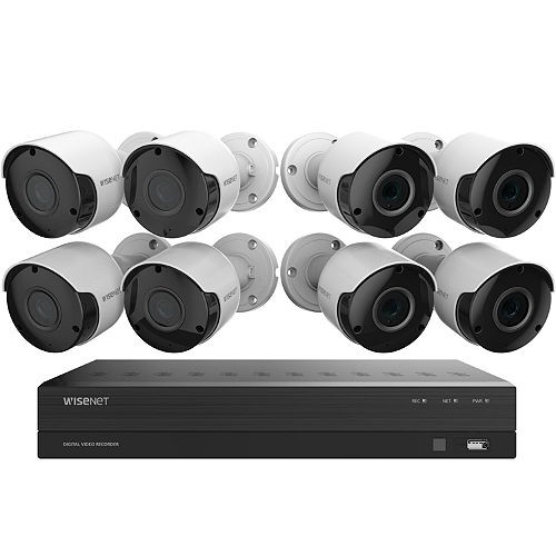 Wisenet-8 Channel DVR Surveillance System with 1TB Hard Drive, 8- Camera 1080p Full HD Indoor/Outdoor Cameras