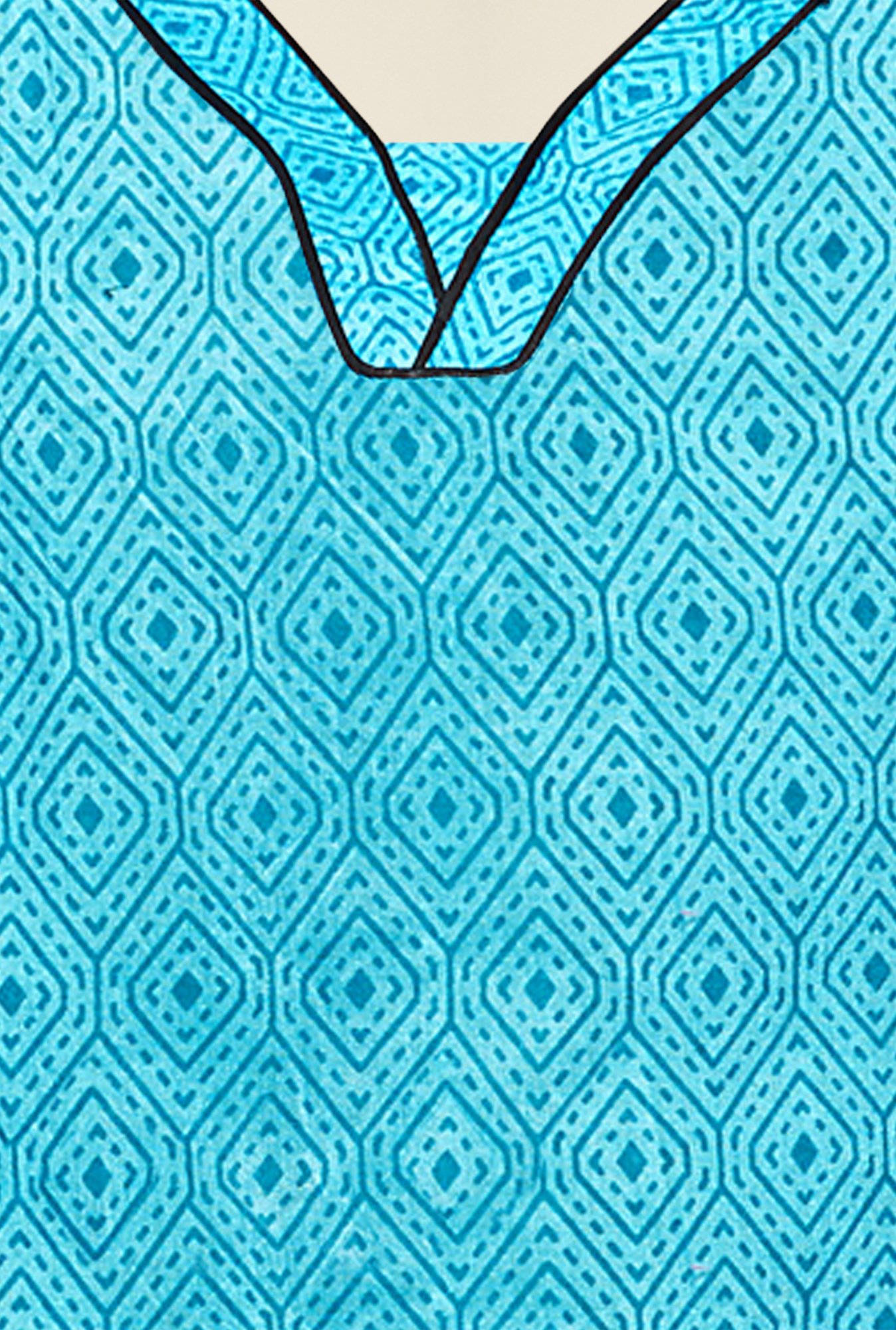 Saree Mall Sky Blue & Black Printed Cotton Dress Material