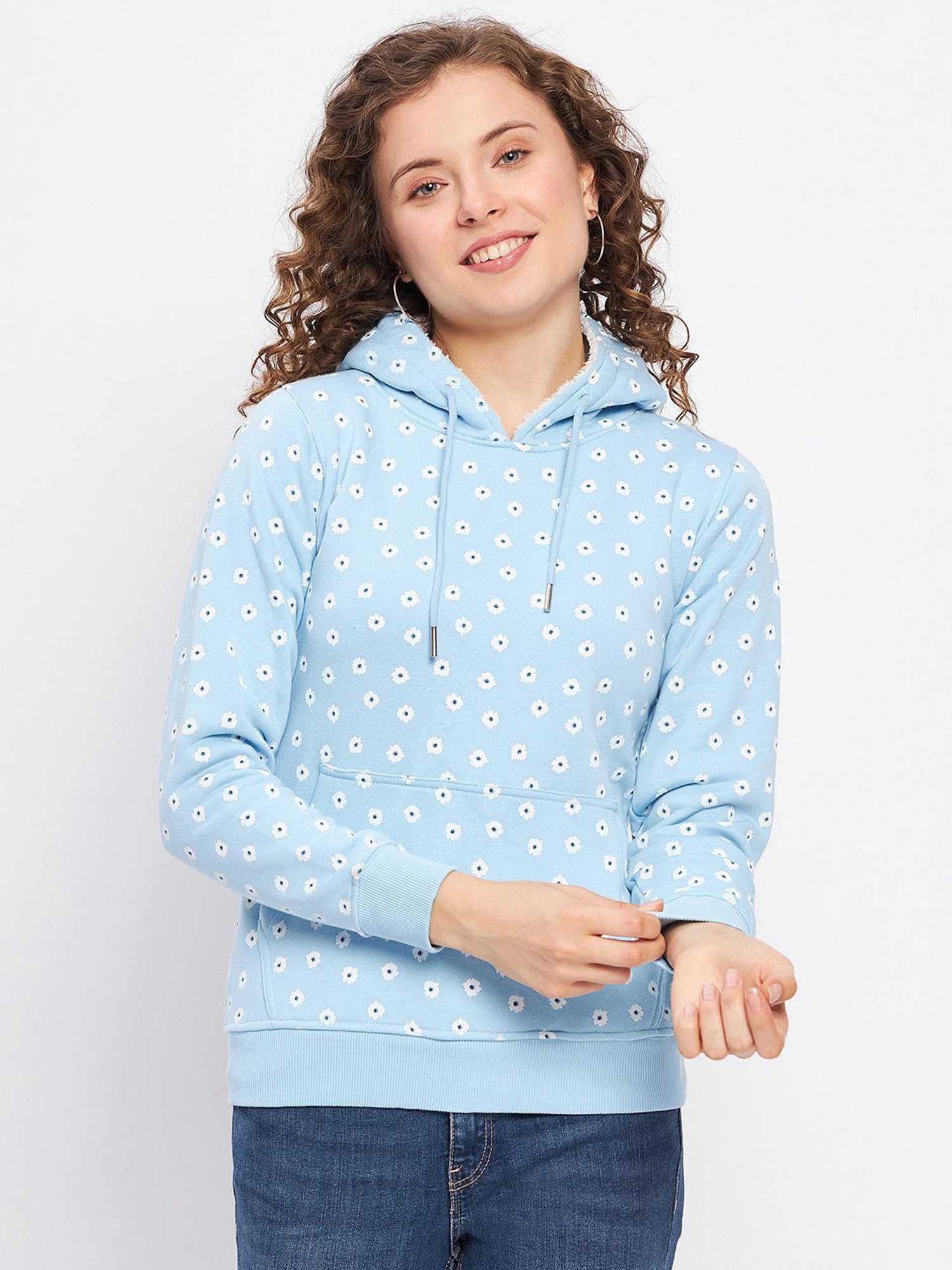 Duke Powder Blue Printed Hoodie