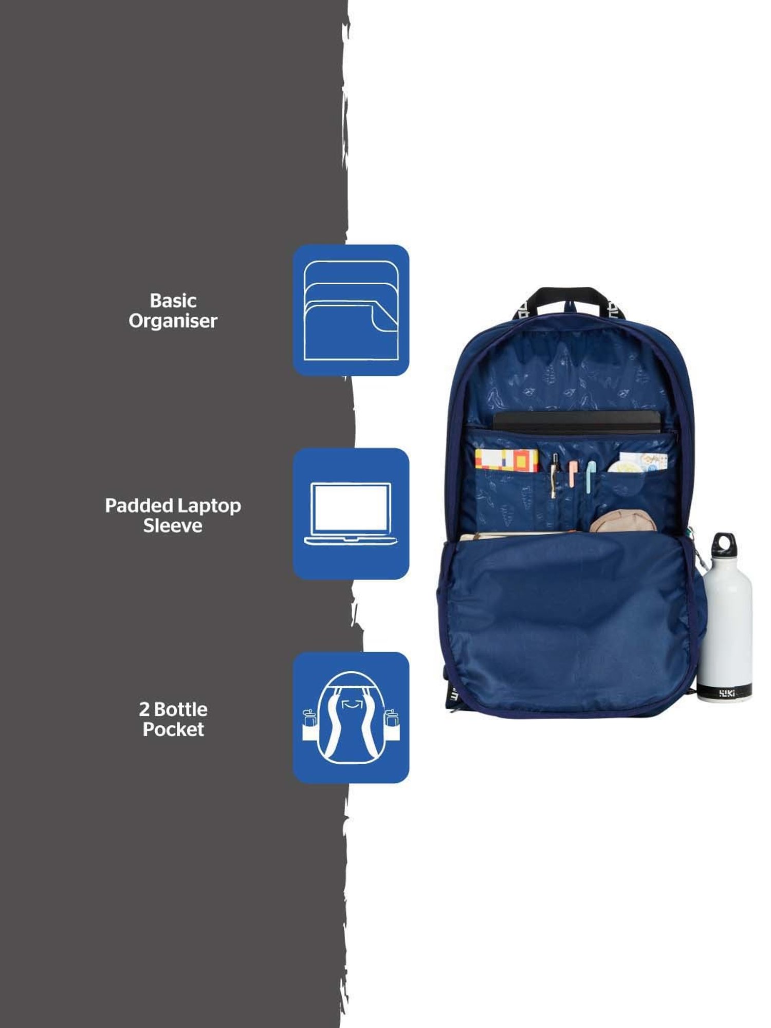 Wiki 40 Ltrs Blue Medium Backpack