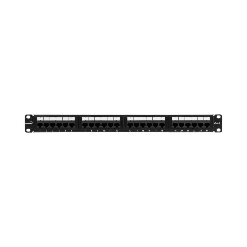 Navepoint 24-Port Cat6 UTP Unshielded Patch Panel For 19-Inch Wallmount Or Rackmount Ethernet Network 1U Black