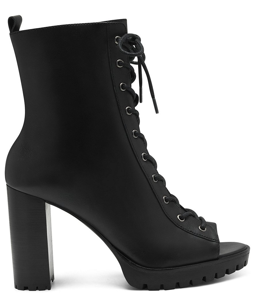 Vince Camuto Hemmy Peep Toe Lace-Up Leather Booties