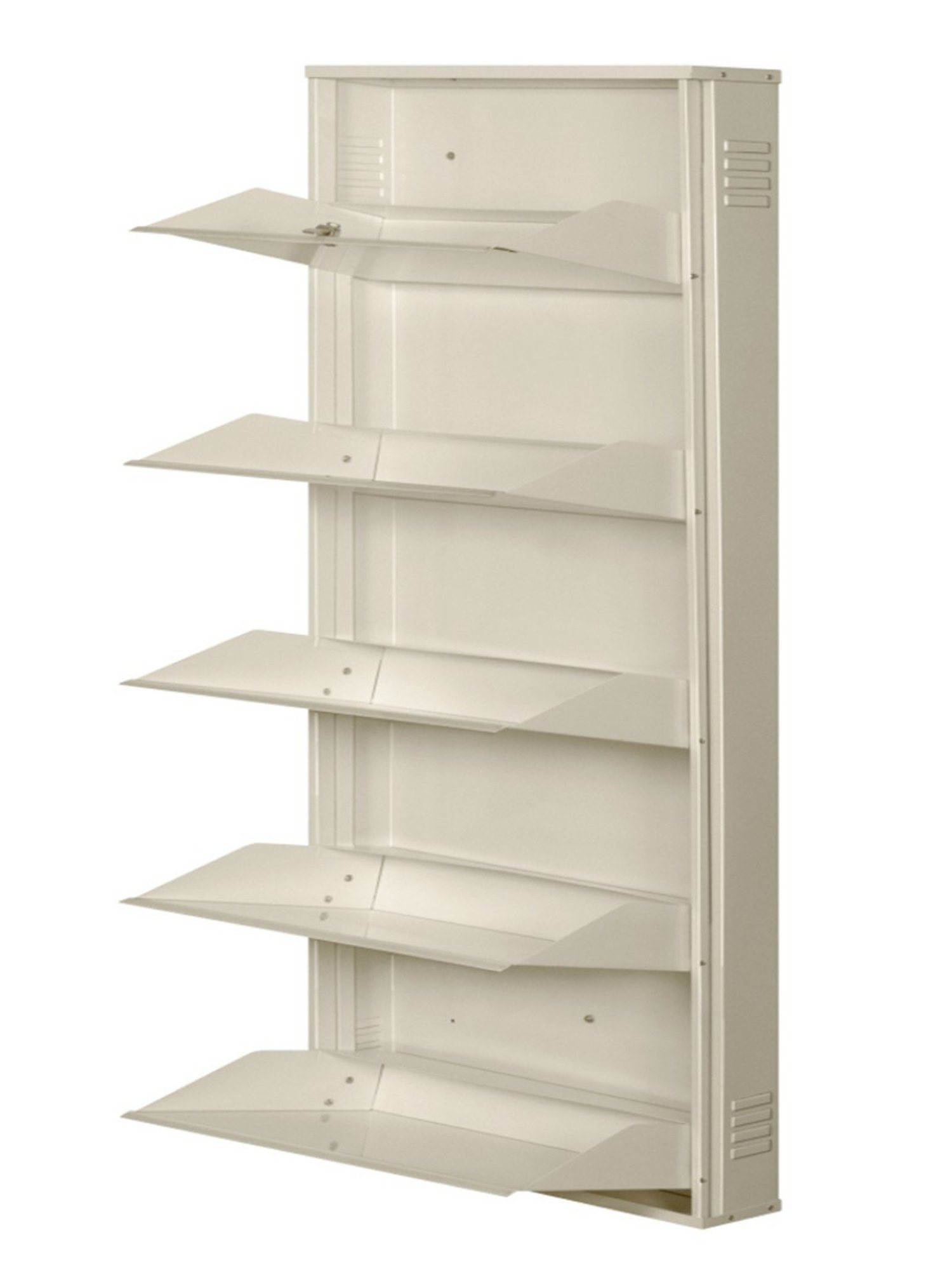 Delite Kom Metal Shoe Rack - 29" 5 Shelf, Ivory, PowderCoat, Wall Mount, DIY