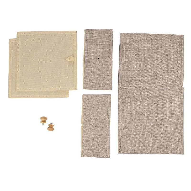 2-Tier Collapsible Fabric Drawer Storage Bins, Closet Clothes Dresser Underwear Organizer Box with Wood Knobs 9"x8.7"x8", Gray