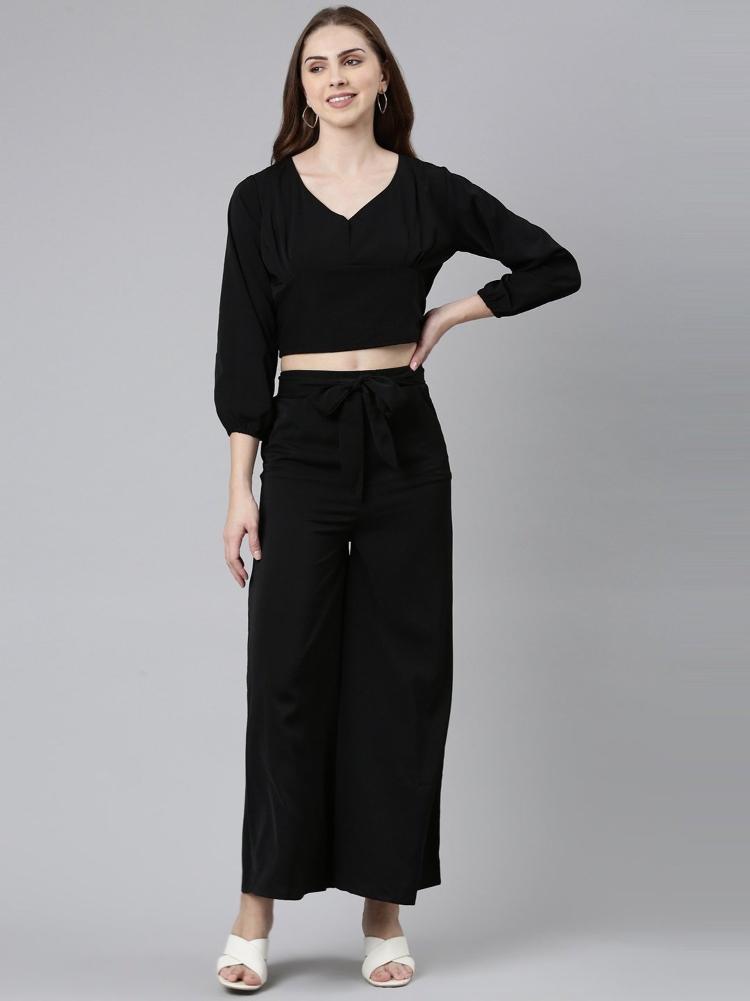 SHOWOFF Black Full Length Co-Ord Set