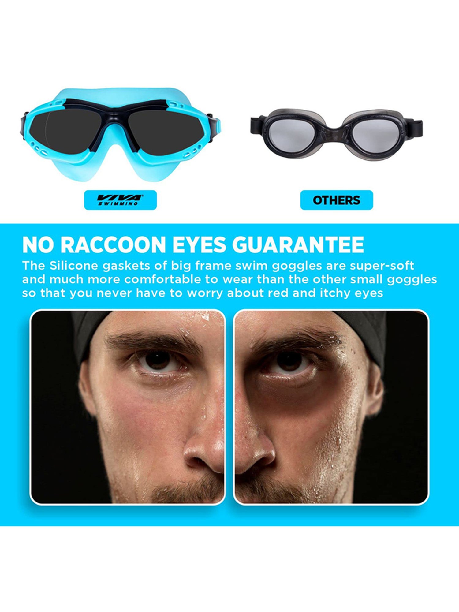 Viva Swimming Anti Fog UV Protection Discovery Mask Goggle Comfortable Cushioned (Blue)