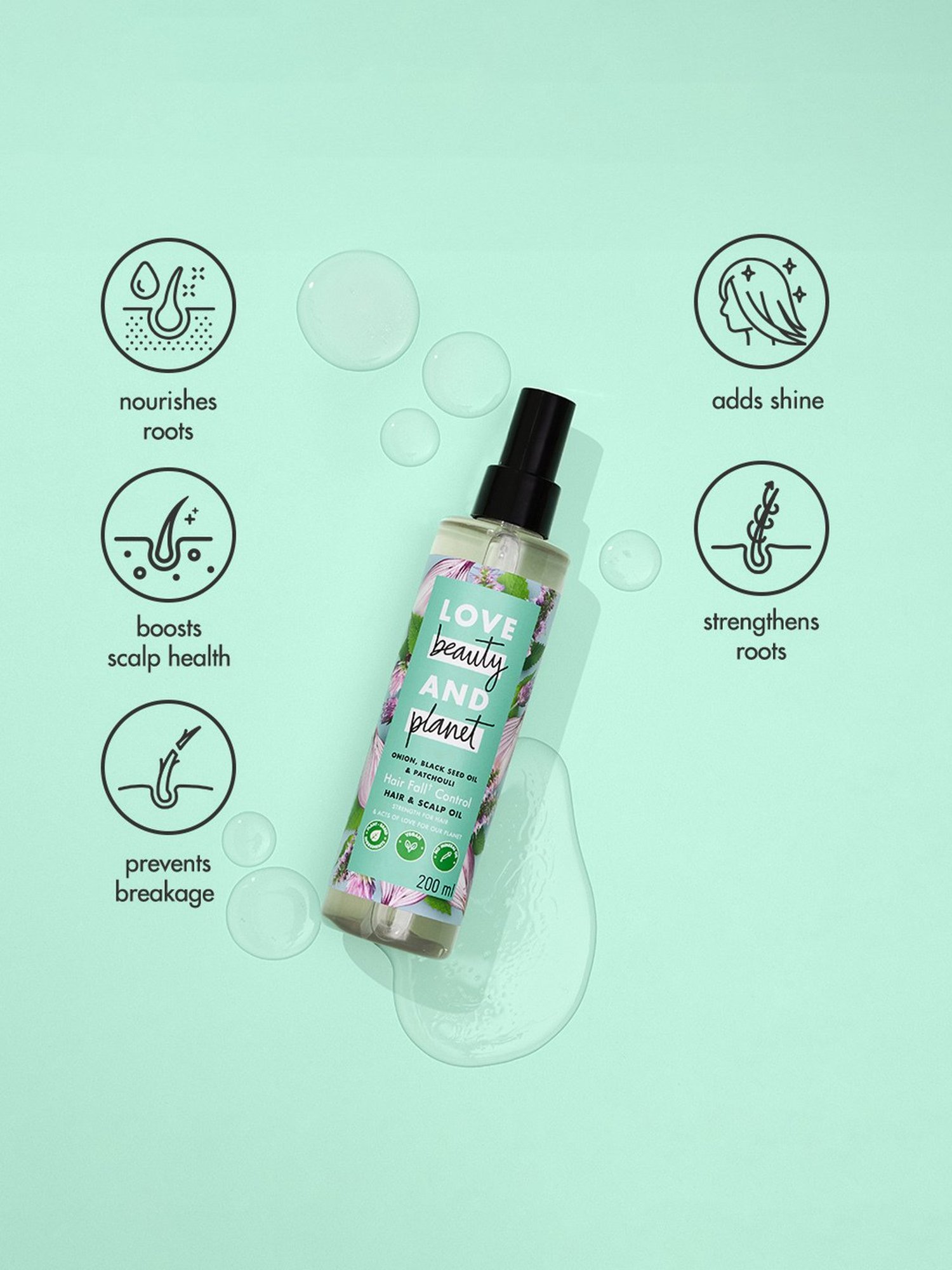 Love Beauty & Planet Onion, Black Seed Oil & Patchouli Hair Oil - 200 ml