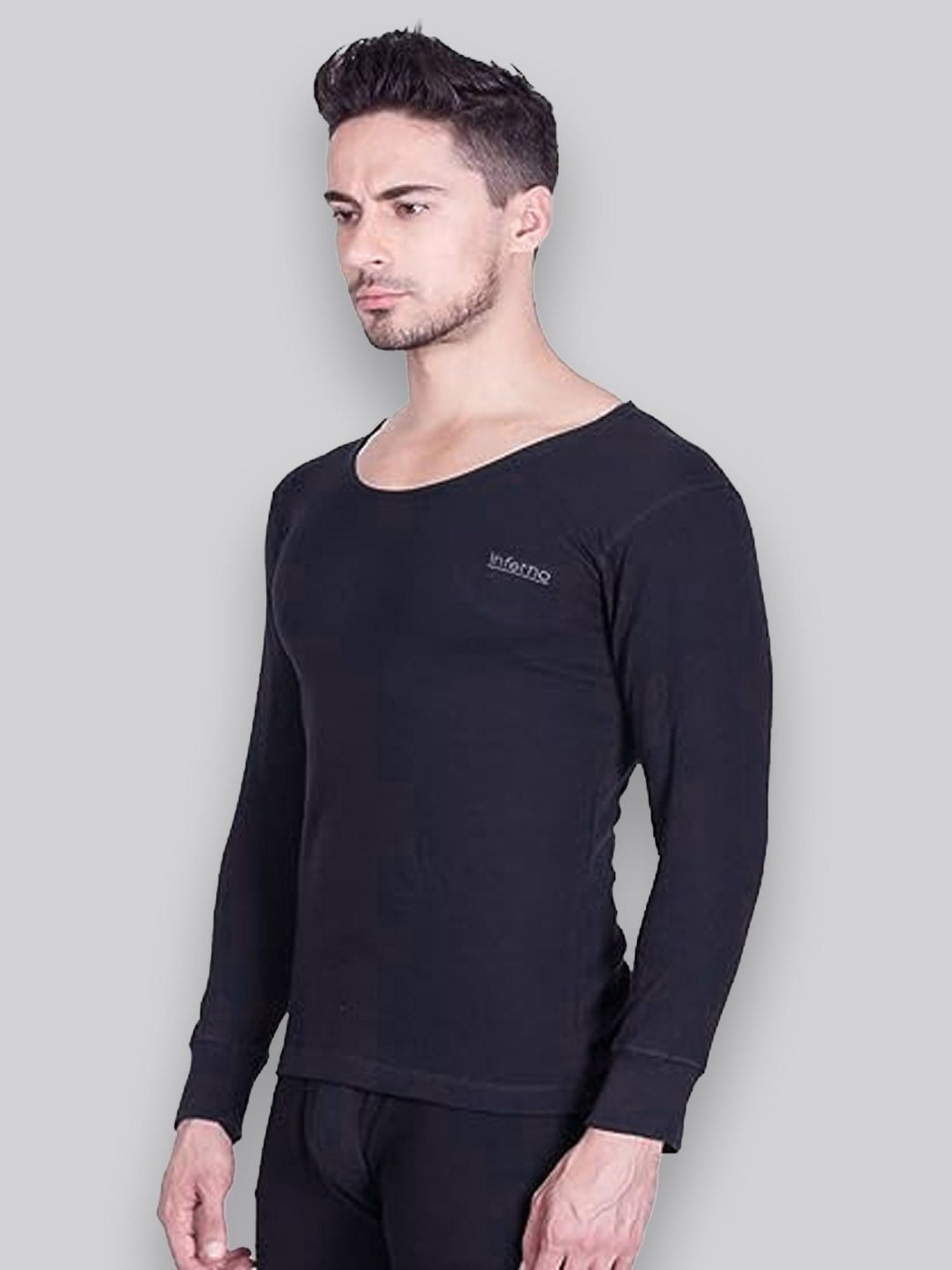 LUX Inferno Black & Navy Skinny Fit Striped Thermal Top - Pack of 2