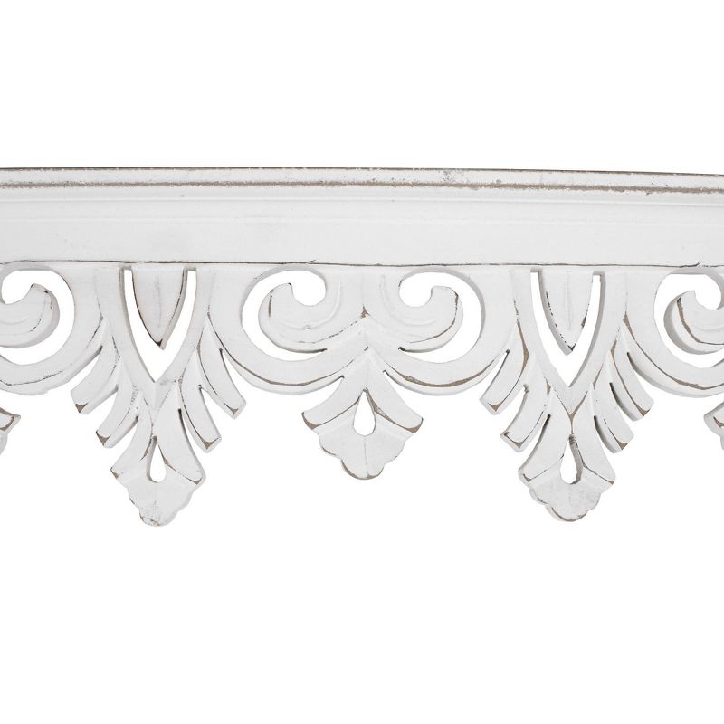 Hand Carved Wood Floating Wall Shelf Whitewashed - Crystal Art Gallery