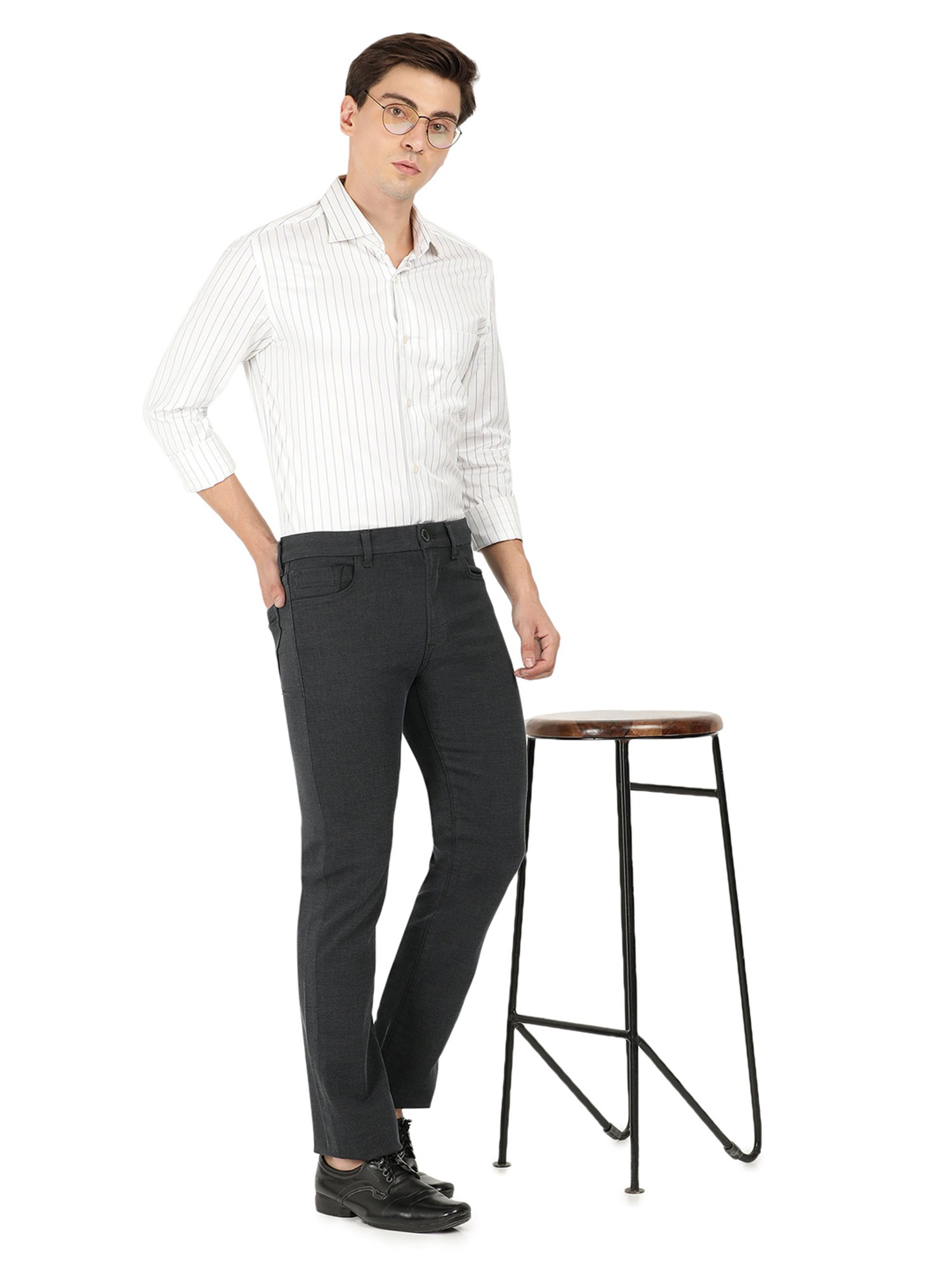 EVERBLUE Stay Grey Midrise Five Pocket Trousers