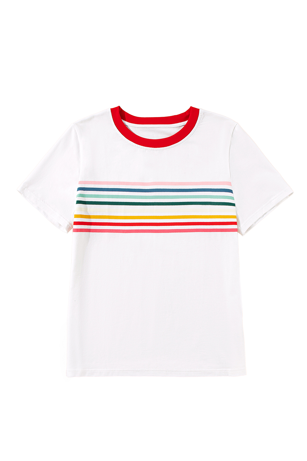 Red Cheetah Print Casual Short Sleeve Crew Neck T Shirt