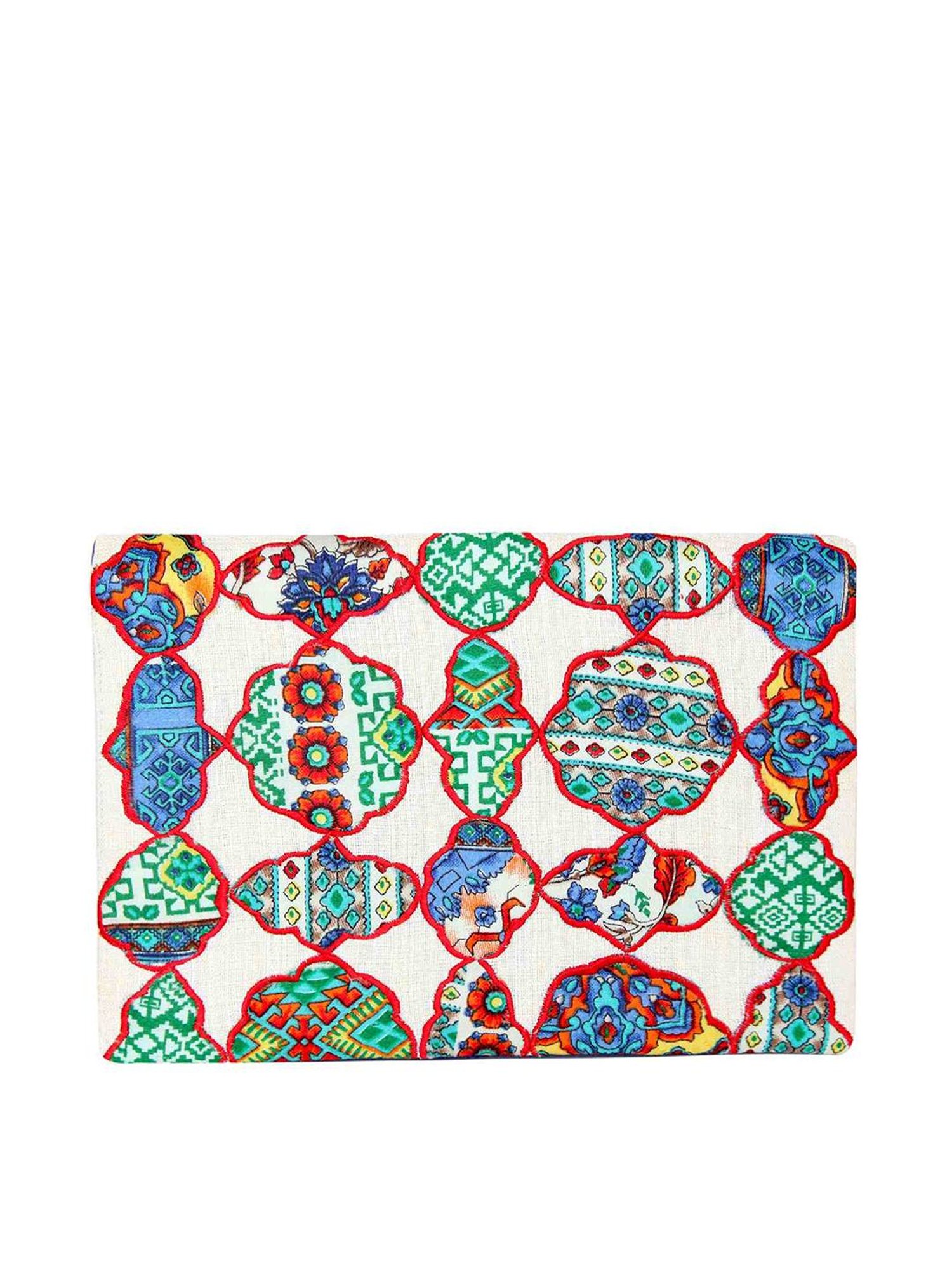 Tarini Nirula Beige & Blue Silk Clutch