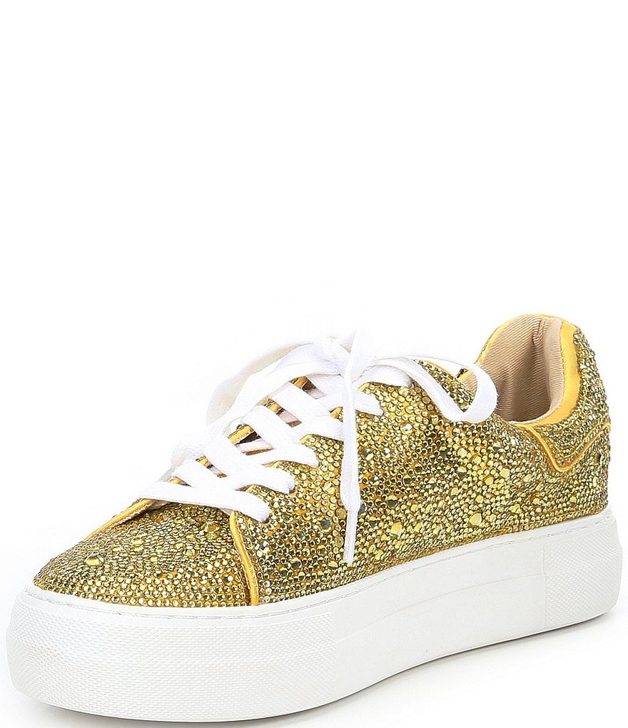 Blue by Betsey Johnson Sidny Rhinestone Embellished Platform Lace-Up Sneakers