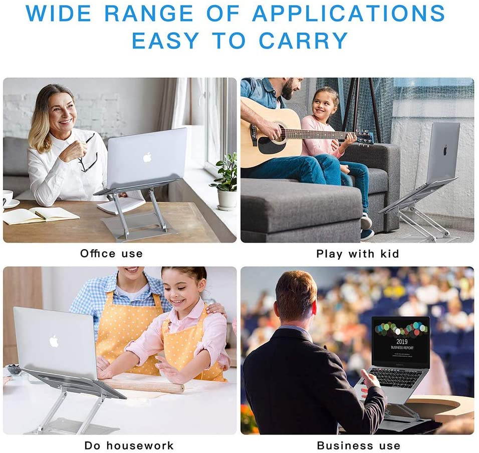 Laptop Stand, Adjustable Laptop Stand Riser with Slide-Proof Silicone and Protective Hooks,Ergonomic Adjustable Notebook Stand, Compatible for MacBook Air Pro, Dell, HP, Lenovo Laptop and More