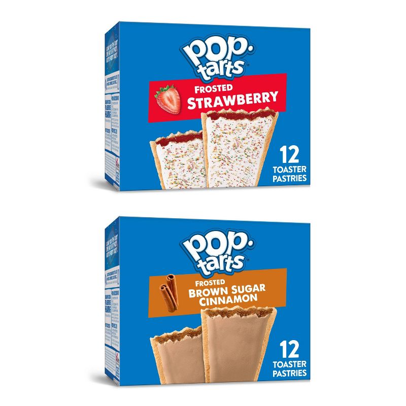Kellogg's Pop-Tarts Frosted Strawberry & Frosted Brown Sugar Cinnamon Pastries Bundle