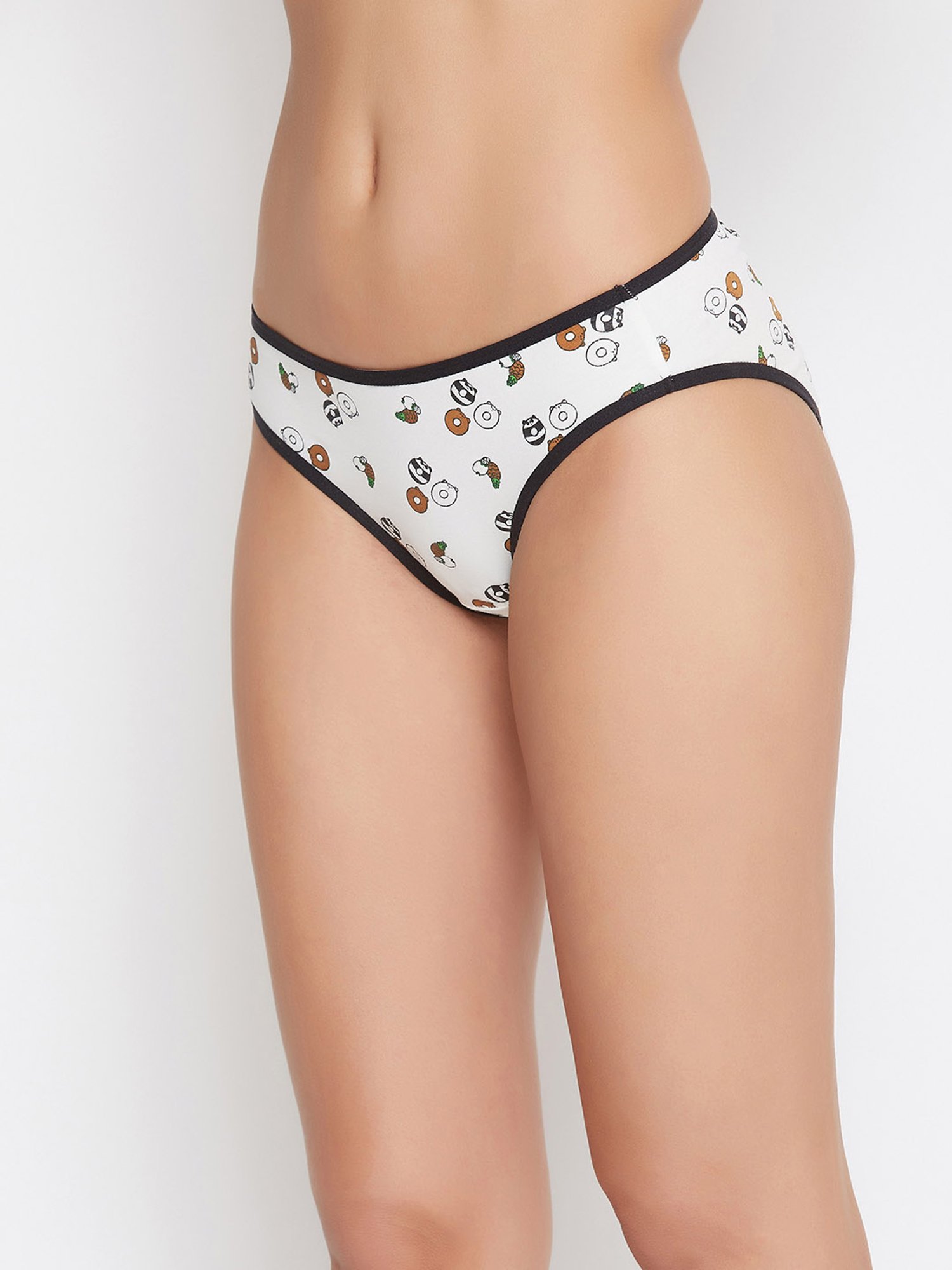 Clovia White Printed Bikini Panty