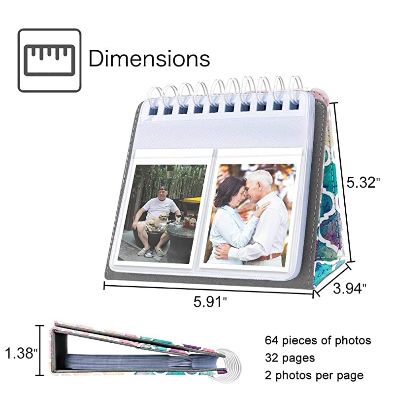 Calendar Photo Album for 3-Inch Film - 64 Pockets Album for Fujifilm Instax Mini 11/Mini 9/Mini Link Printer/Mini LiPlay, Canon Ivy CLIQ, Polaroid, Kodak Instant Print Camera, Moroccan Love