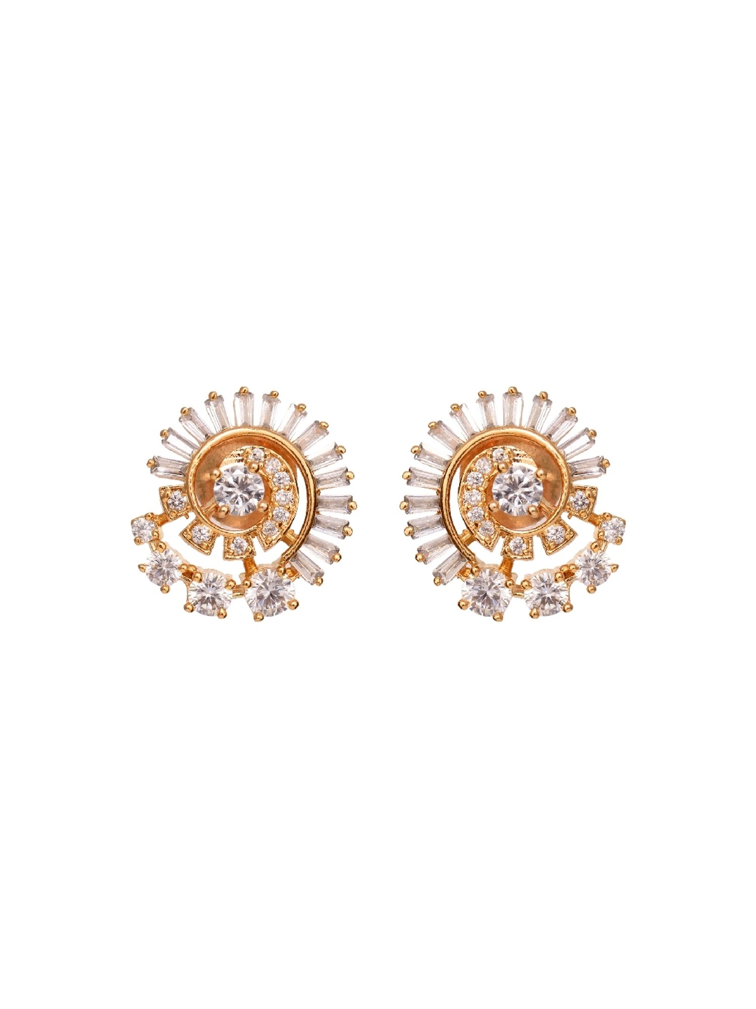 Saraf RS Jewellery Gold White AD Studded Studs Earrings