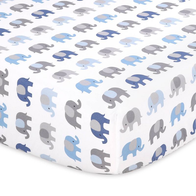 The Peanutshell Fitted Crib Sheets - Sleepy Elephant 2pk