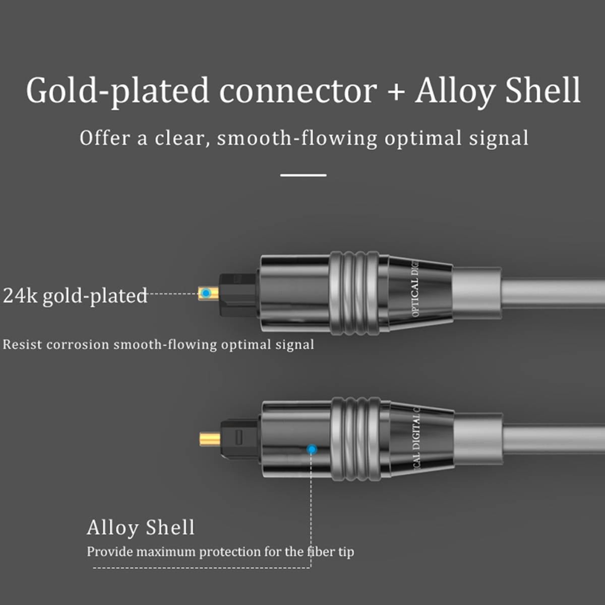 Choseal QS1104 Hifi Fiber Audio Cable Optical Fiber Toslink Male to Male Audio Cable Digital Audio Line Speaker Amplifier Connection - 1.5 M