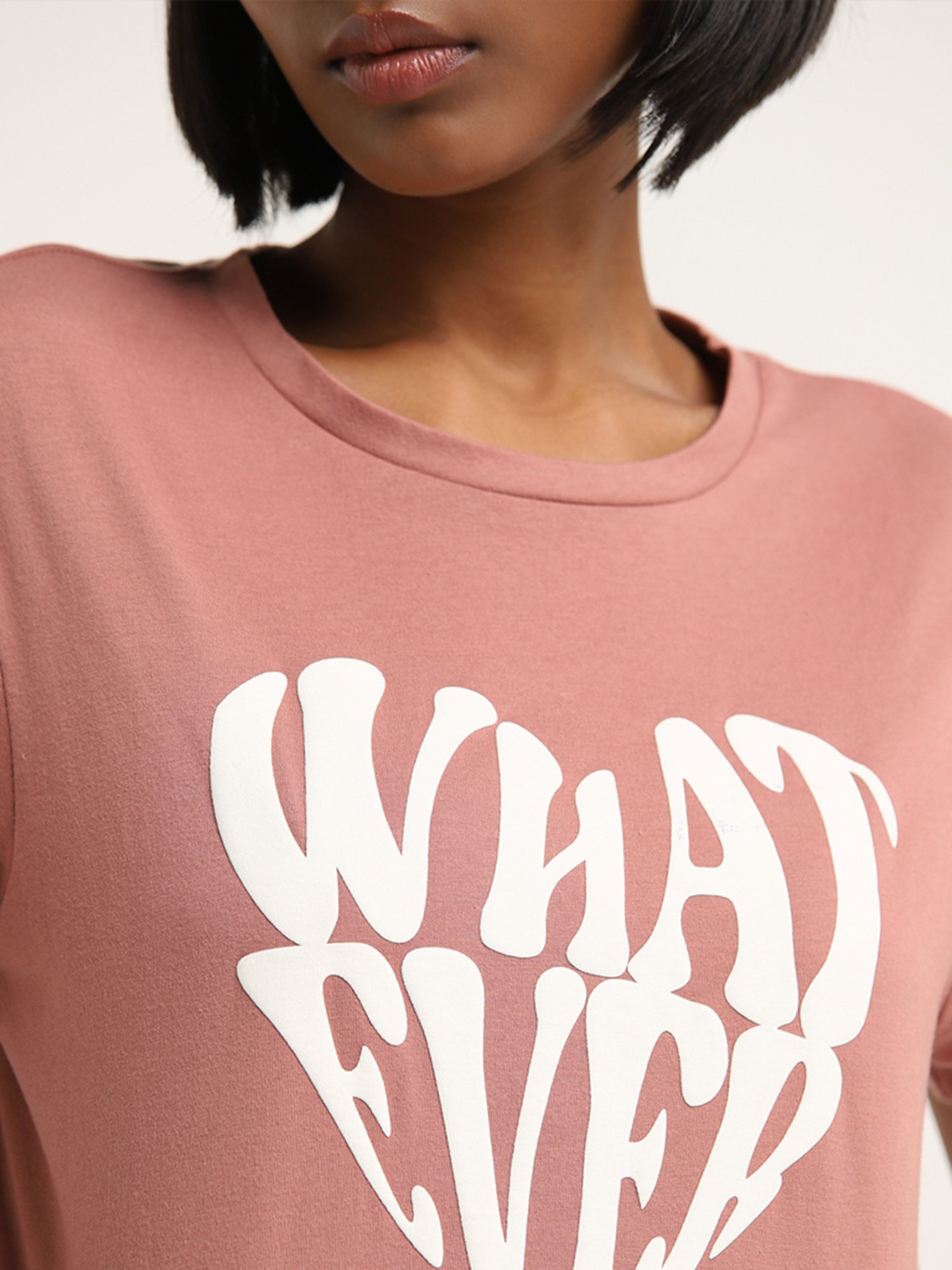 Superstar by Westside Dusty Pink Text Design Cotton T-Shirt