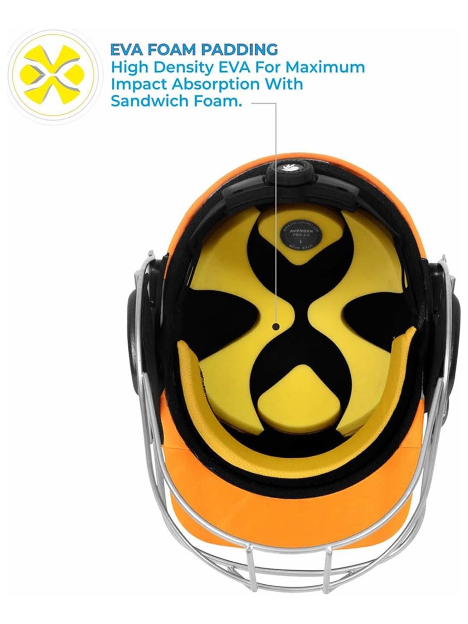 DSC AVENGER PRO Premium Cricket Helmet Fixed Spring Steel Grill, Back Support Strap Size - S