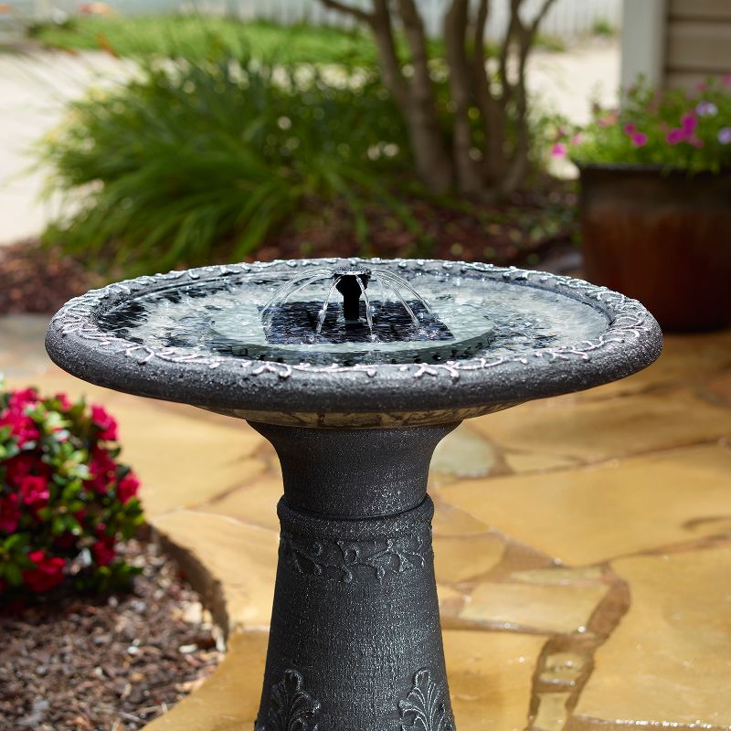2" H Aquanura Polyresin Solar Birdbath Insert Gray - Smart Living