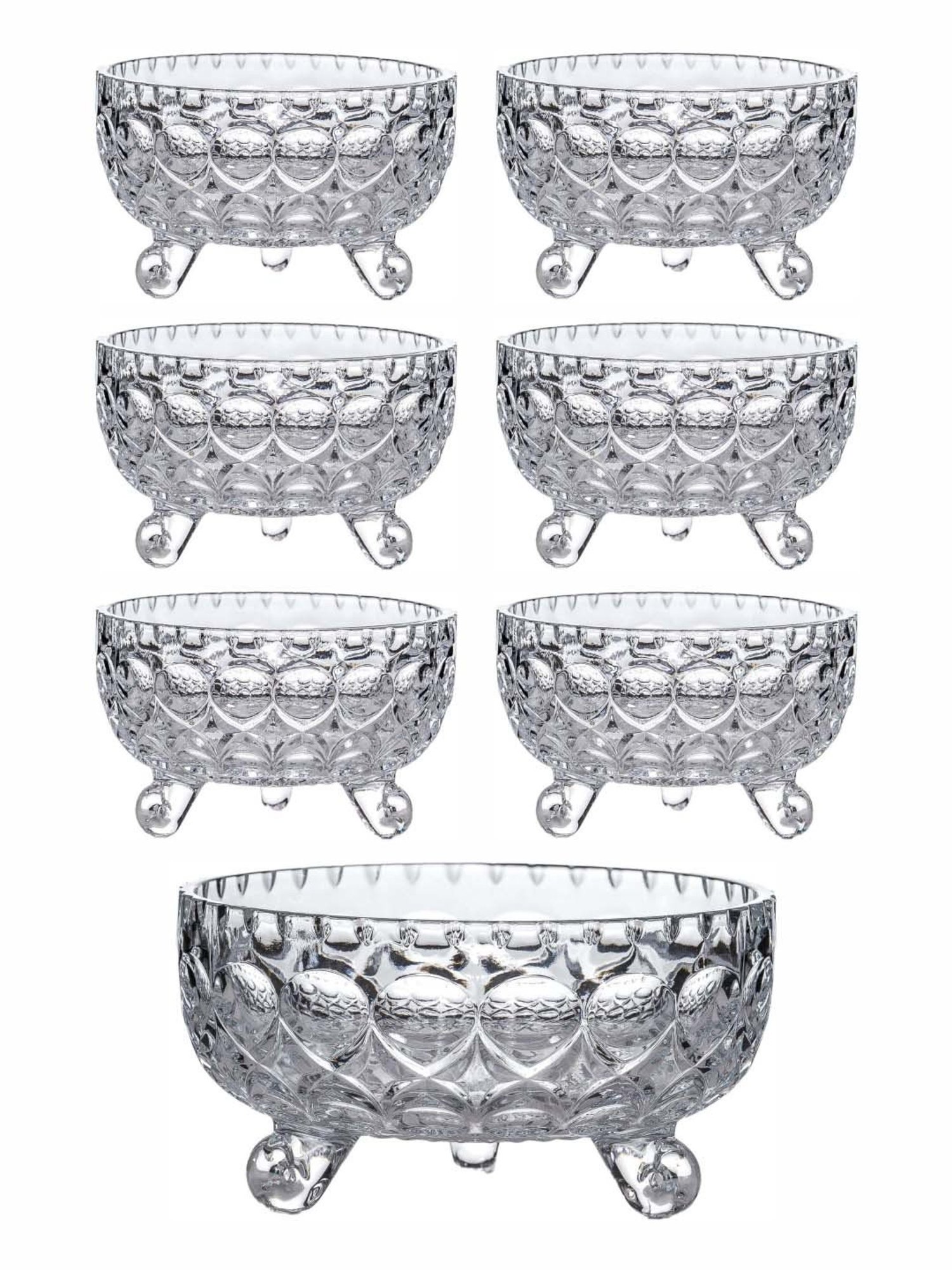 Roxx Transparent Glass 7-Piece Dessert Bowl & Serving Bowl Set
