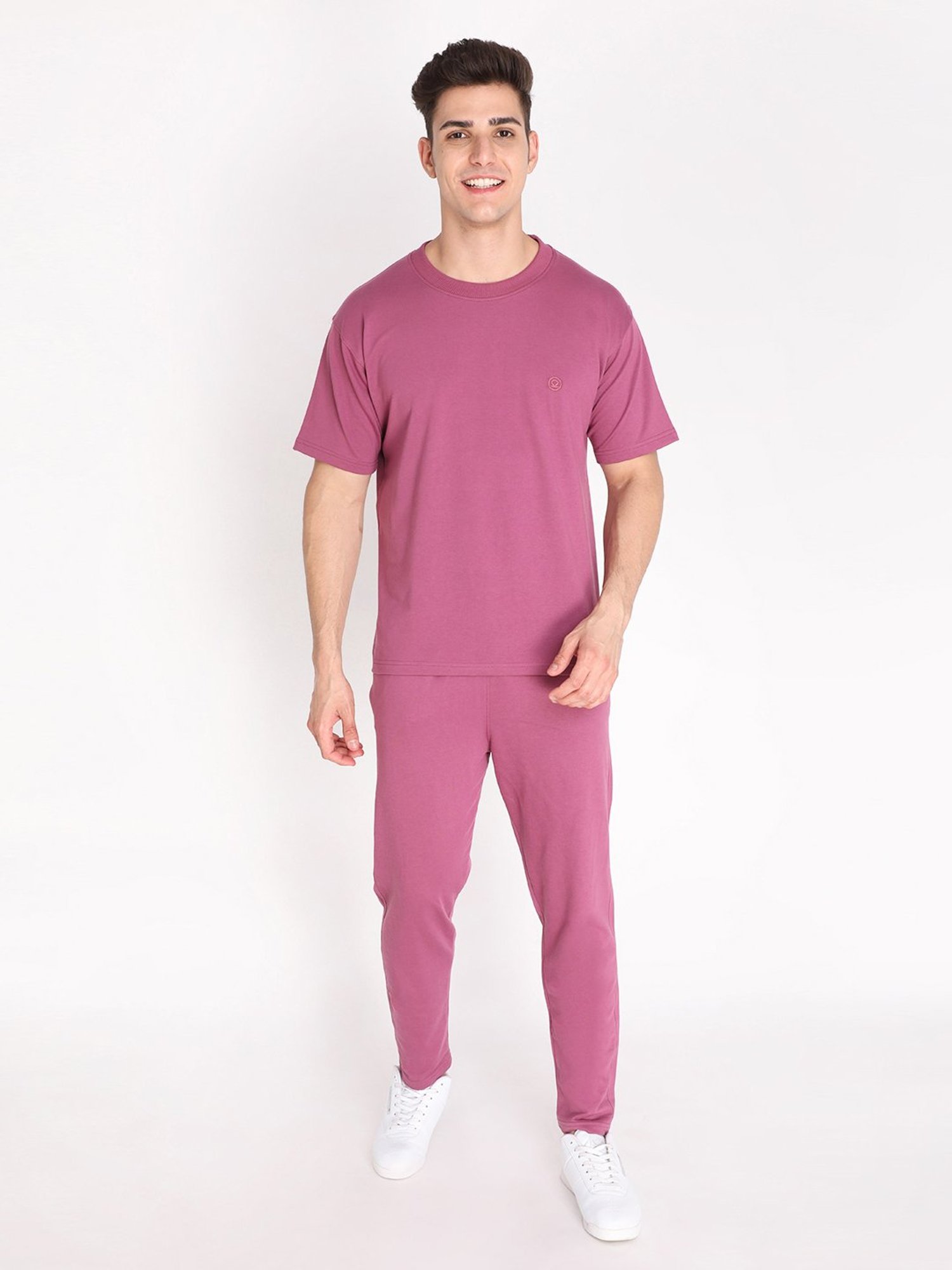 Chkokko Pink Loose Fit T-Shirt & Trackpants Set