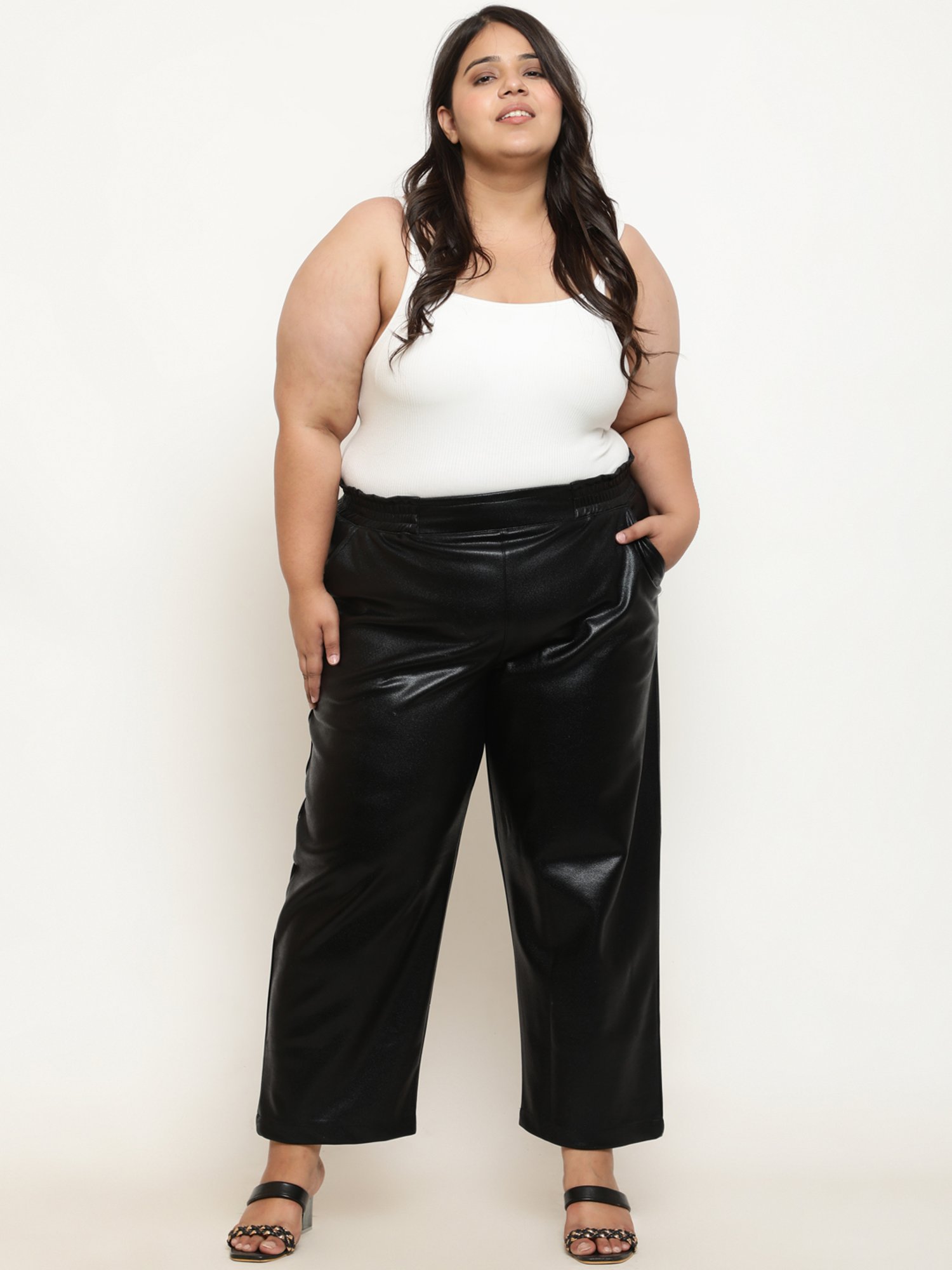 Amydus Black Regular Fit High Rise Pants