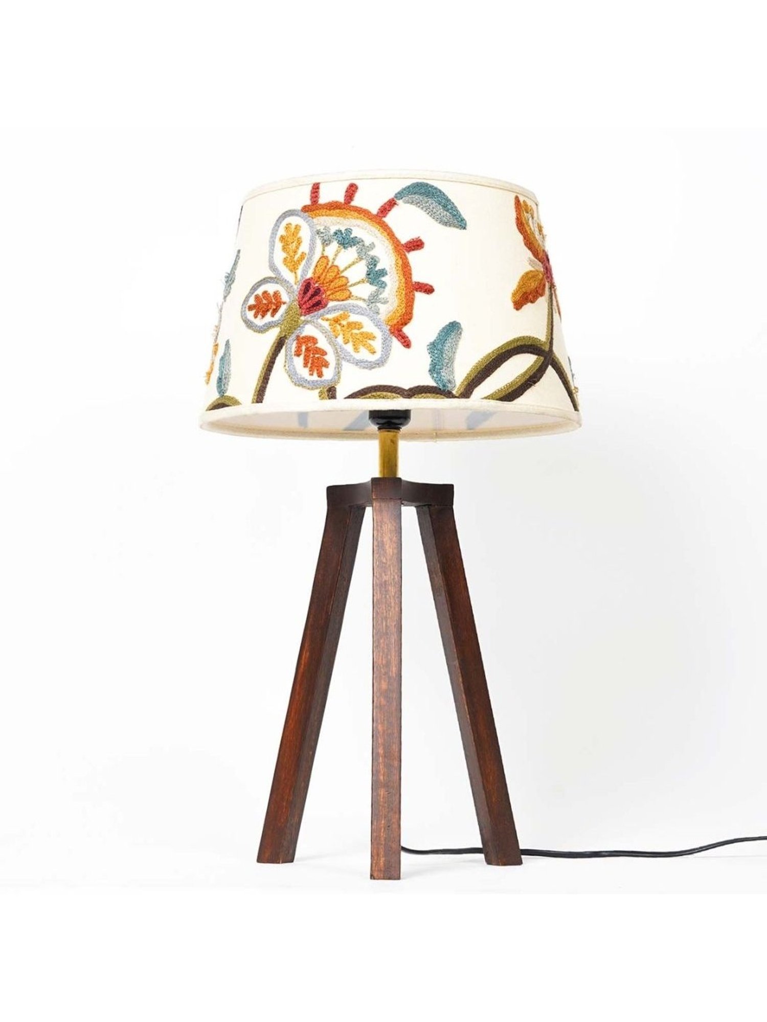 Kapoor Lamp Shades Honey & White Wood Griffith Tripod Casement Shade Table Lamp