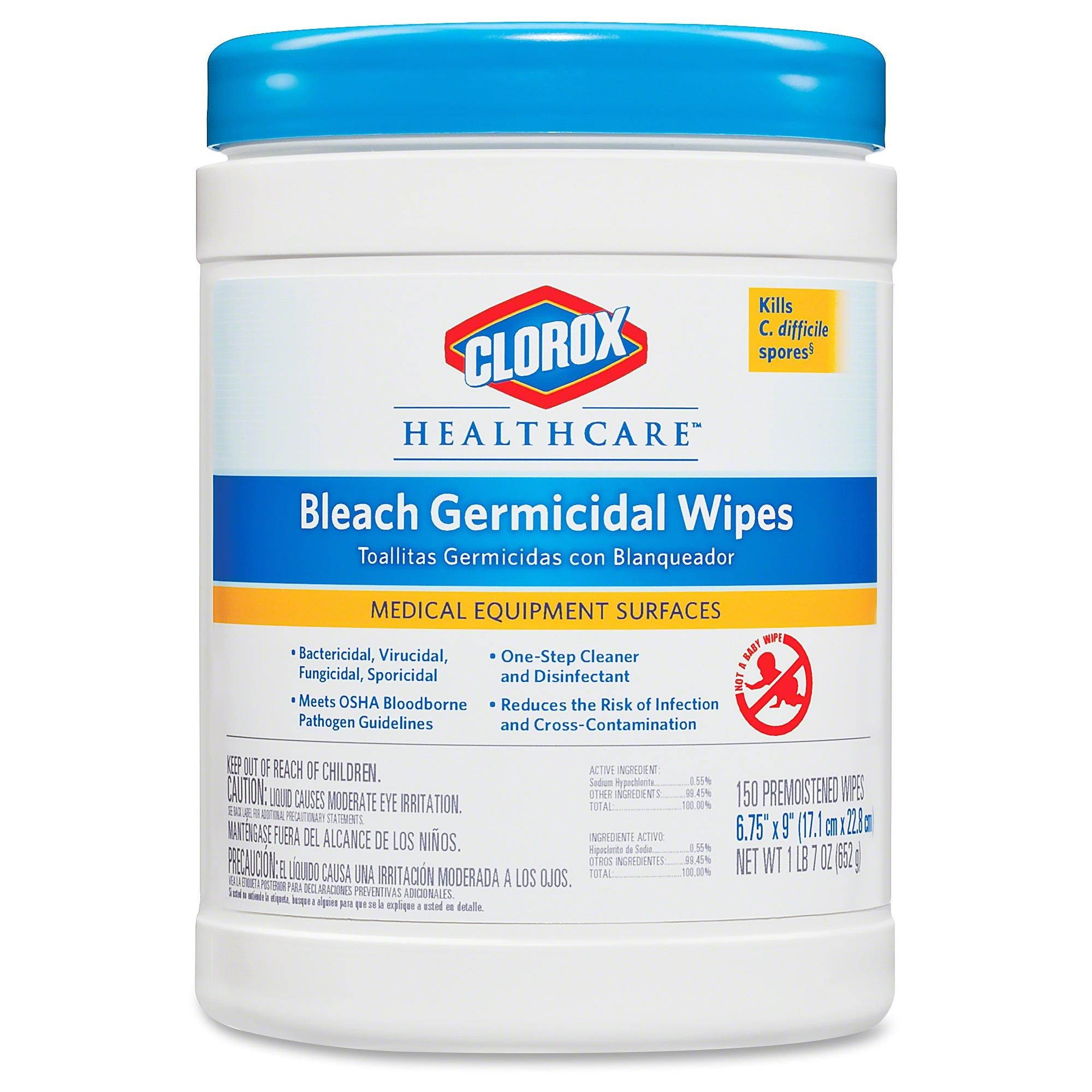 Germicidal Wipes, 6 X 5, Unscented, 150/Canister