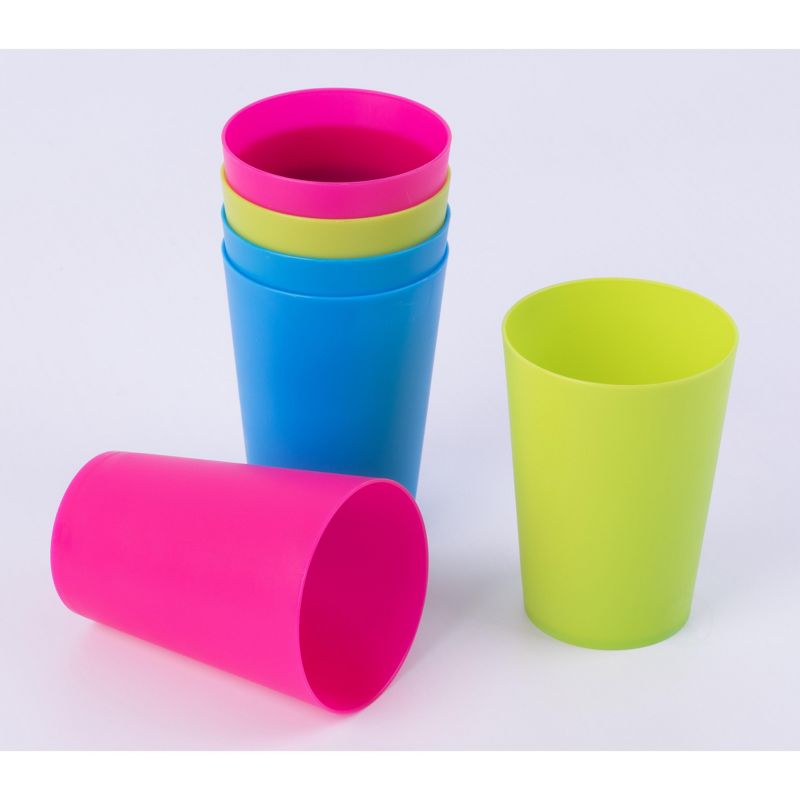 Basicwise Plastic Reusable Cups 7 OZ Set of 6 (2 Red, 2 Green, 2 Blue)
