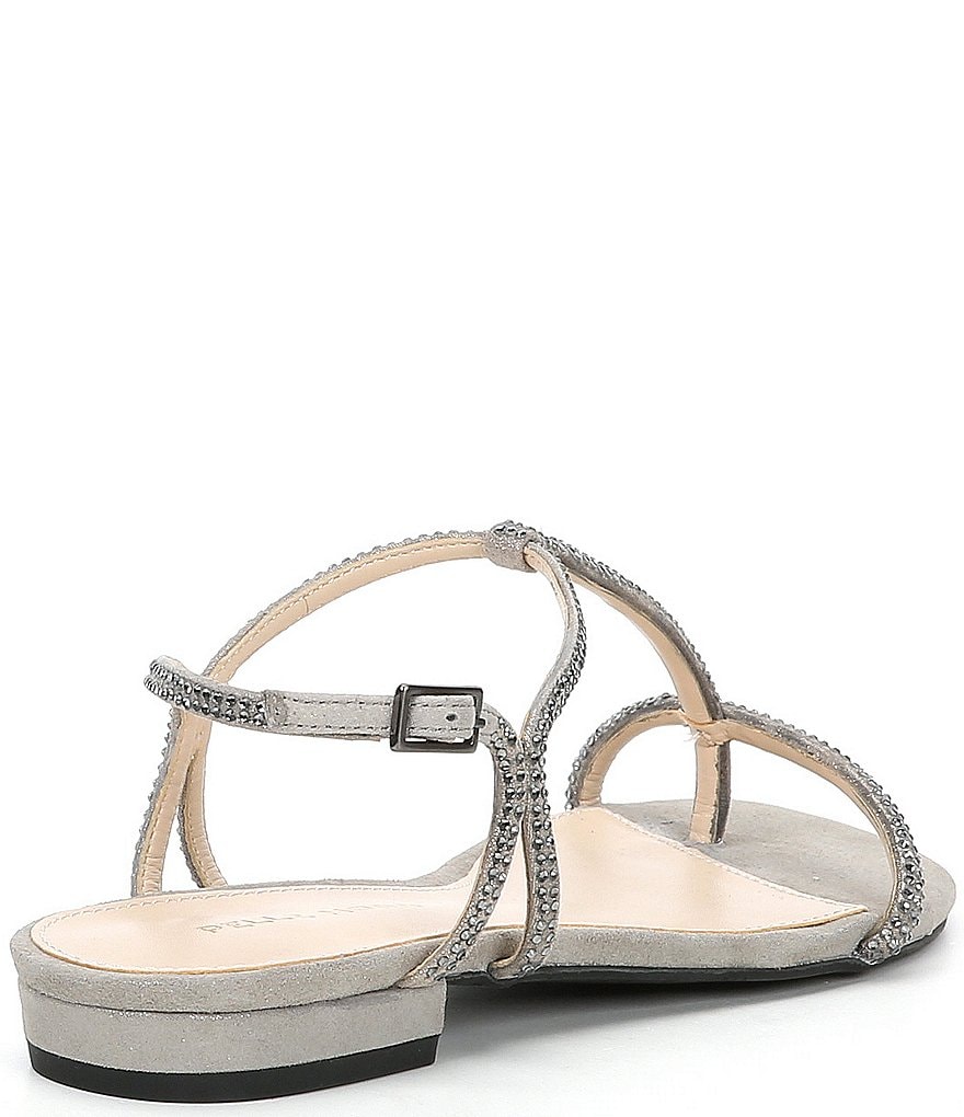 Pelle Moda Barber Crystal Embellished Shimmer Suede Sandals