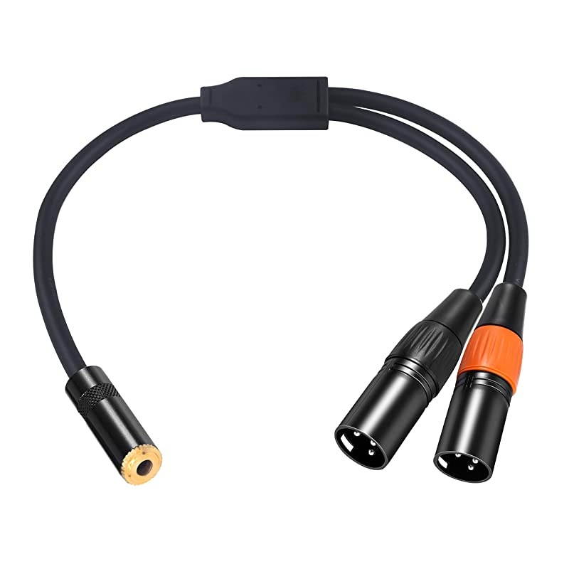 18 Female to Dual XLR Stereo Cable Balanced Dual XLR Male to 35mm Female Short Cord Mini Jack Female to 2 XLR y Cable 1 feet 30cm
