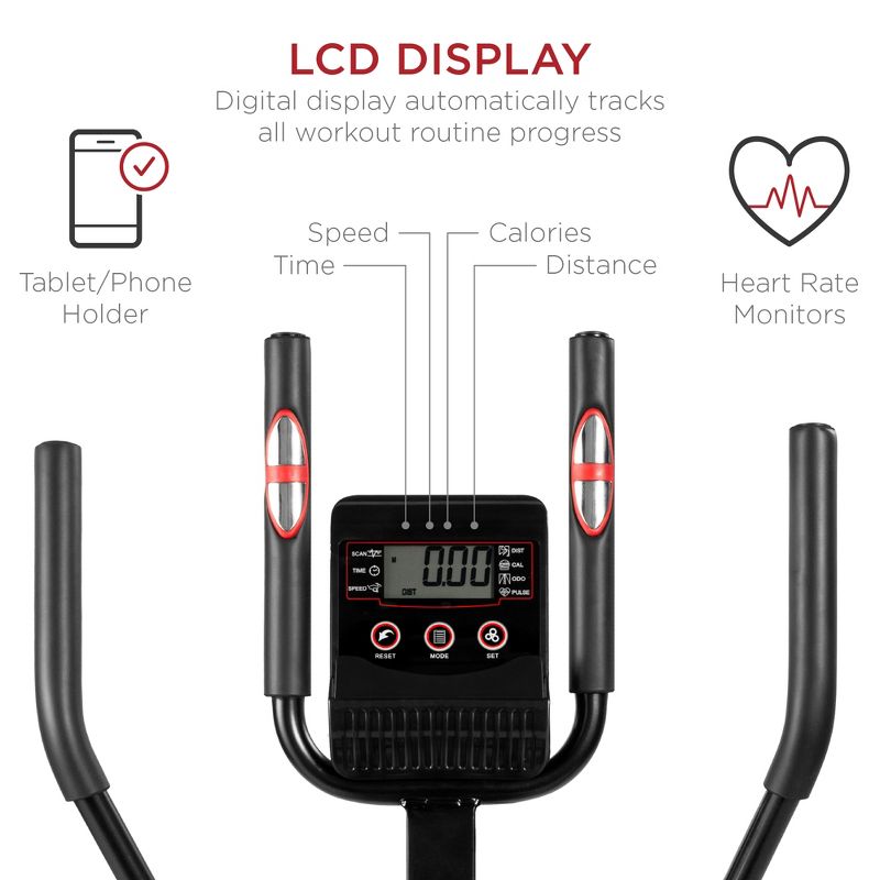 Body Flex Sports Body Rider BRF700 Stationary Full Body Cardio Exercise Upright Fan Bike with Dual Action Handlebars and Adjustable Seat