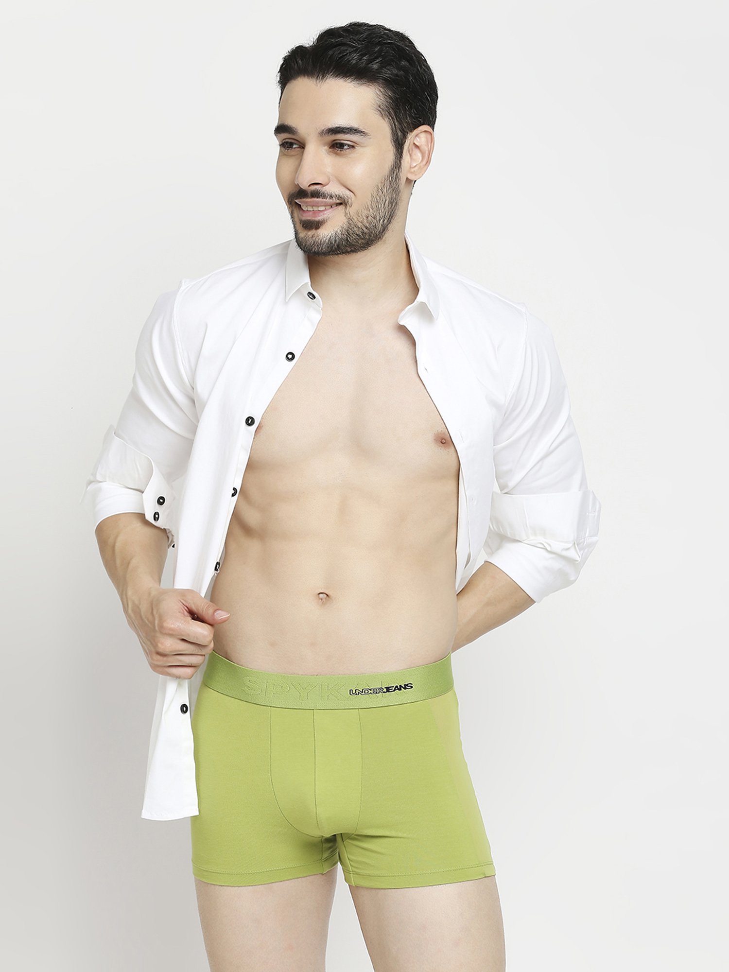 UnderJeans by Spykar Green Regular Fit Trunks