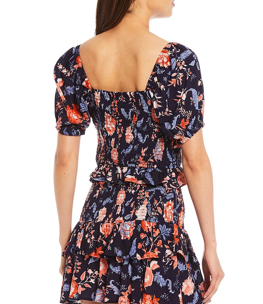 B.O.G. Collective Floral Print Coordinating Puff Sleeve Top