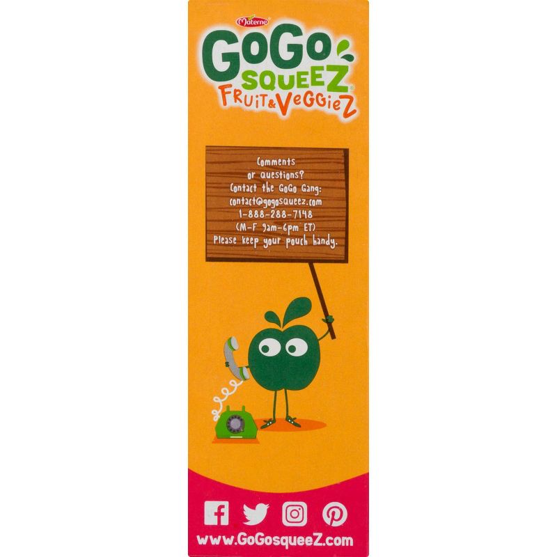 Gogo Squeez Fruit & Veggies On The Go Pedal Peach Pouches 4ct - 3.2oz