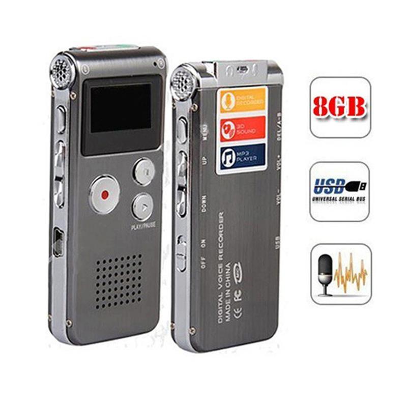 Iron Gray 8GB 13Hr Digital Audio/Sound/Voice Recorder Rechargeable Dictaphone MP3 Player