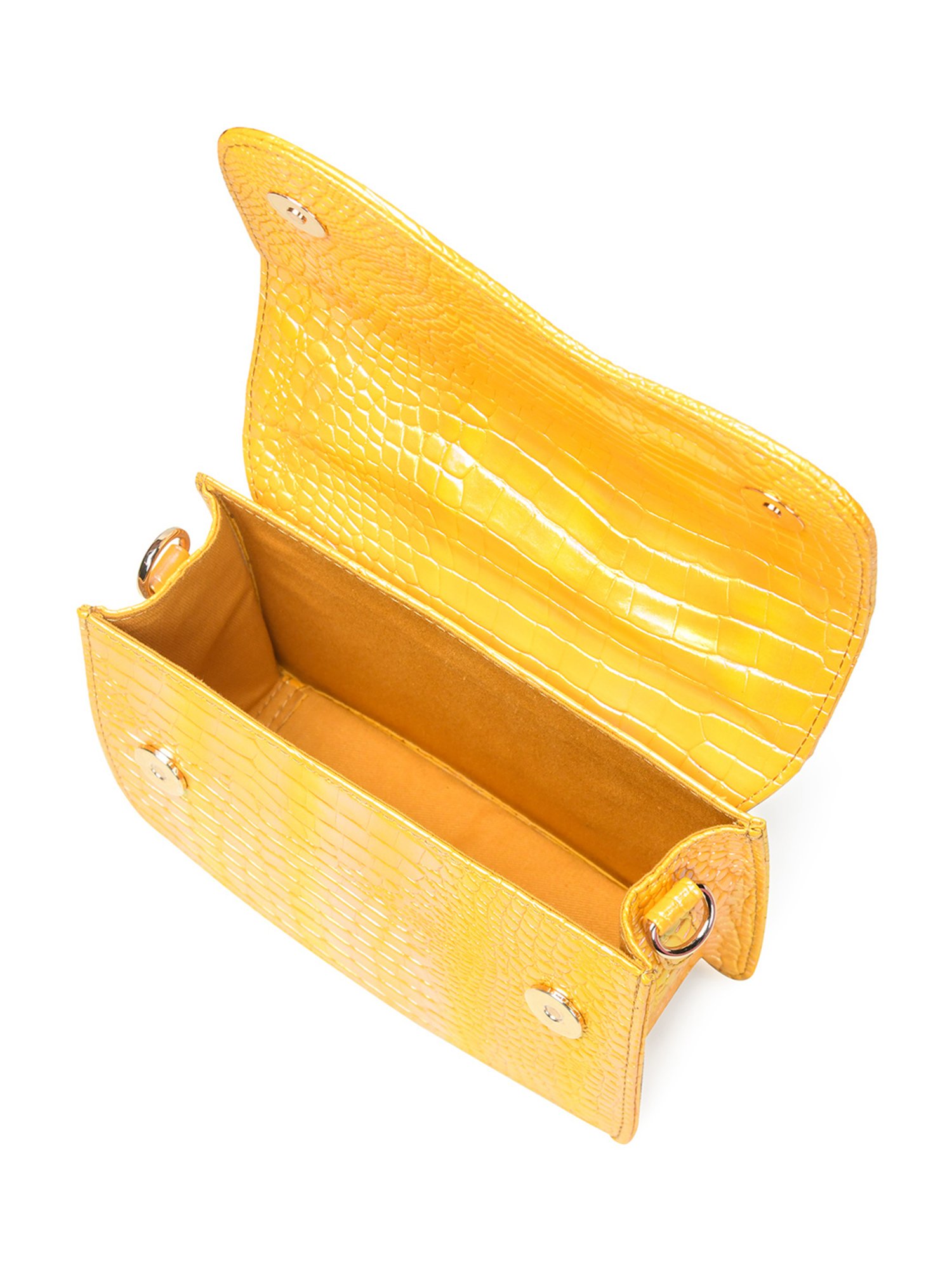 PELLE LUXUR Mustard Animal Effect Small Cross Body Bag